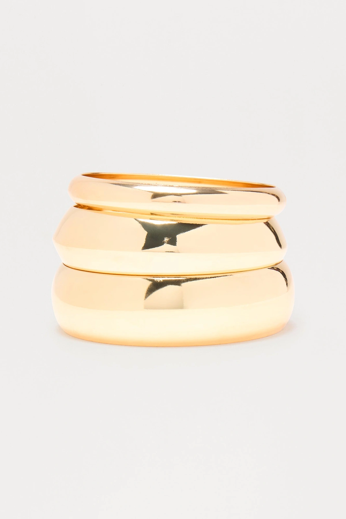 Fashionably Late 3 Piece Bangle Set - Gold — Dourado