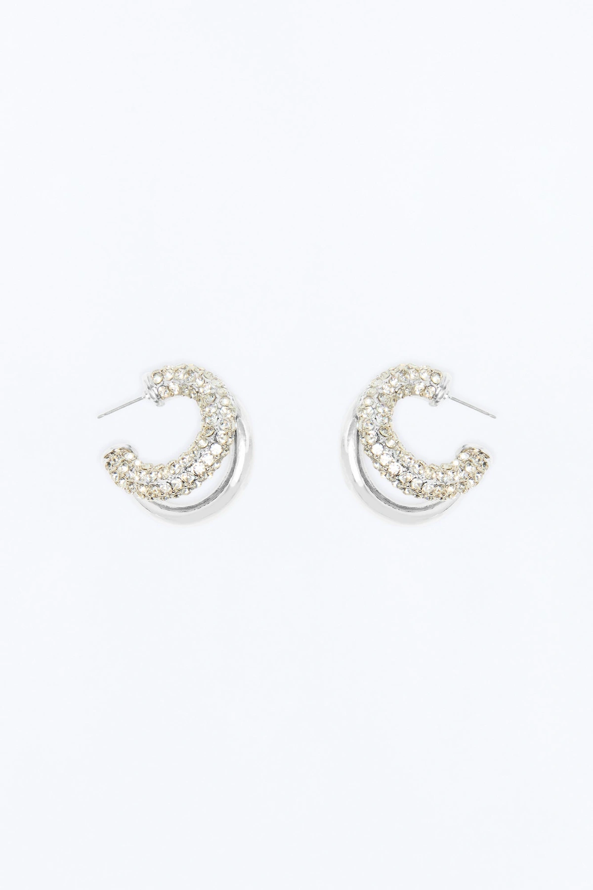 Double The Shine Hoop Earrings - Silver — Prateado
