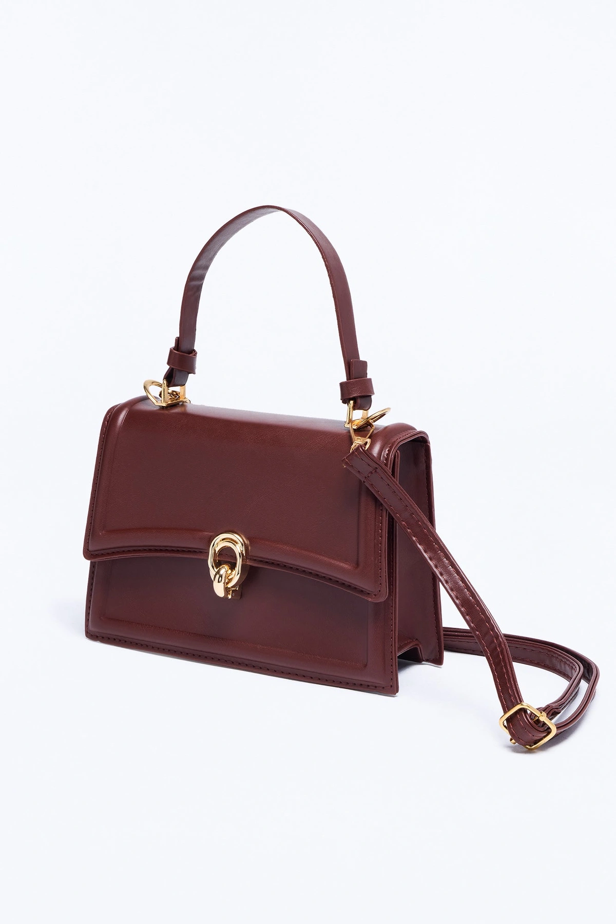 Madam Faux Leather Crossbody Bag - Brown — Castanho