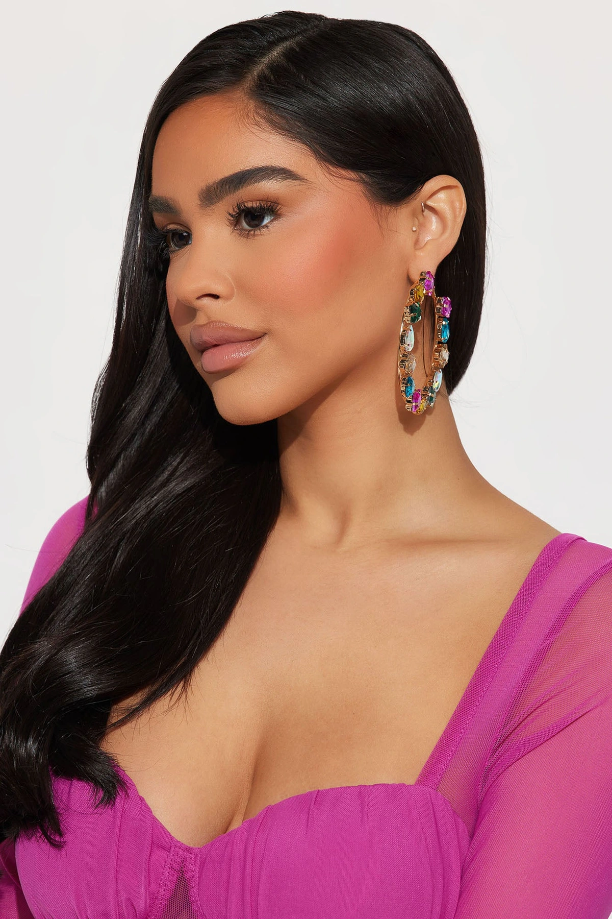 So So There Hoop Earrings - Gold/Multi — Dourado/Multicolor