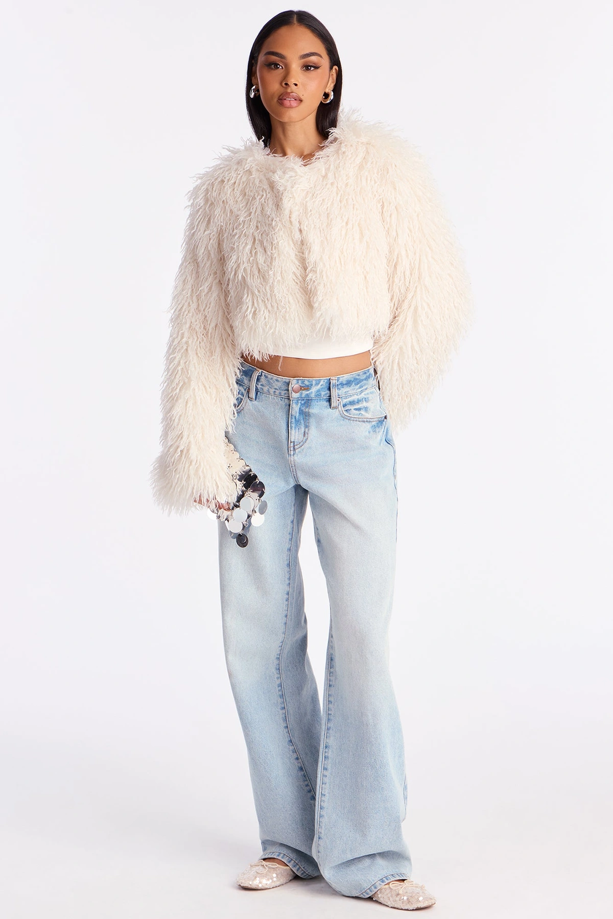 Sydney Faux Fur Coat - Ivory — Marfim