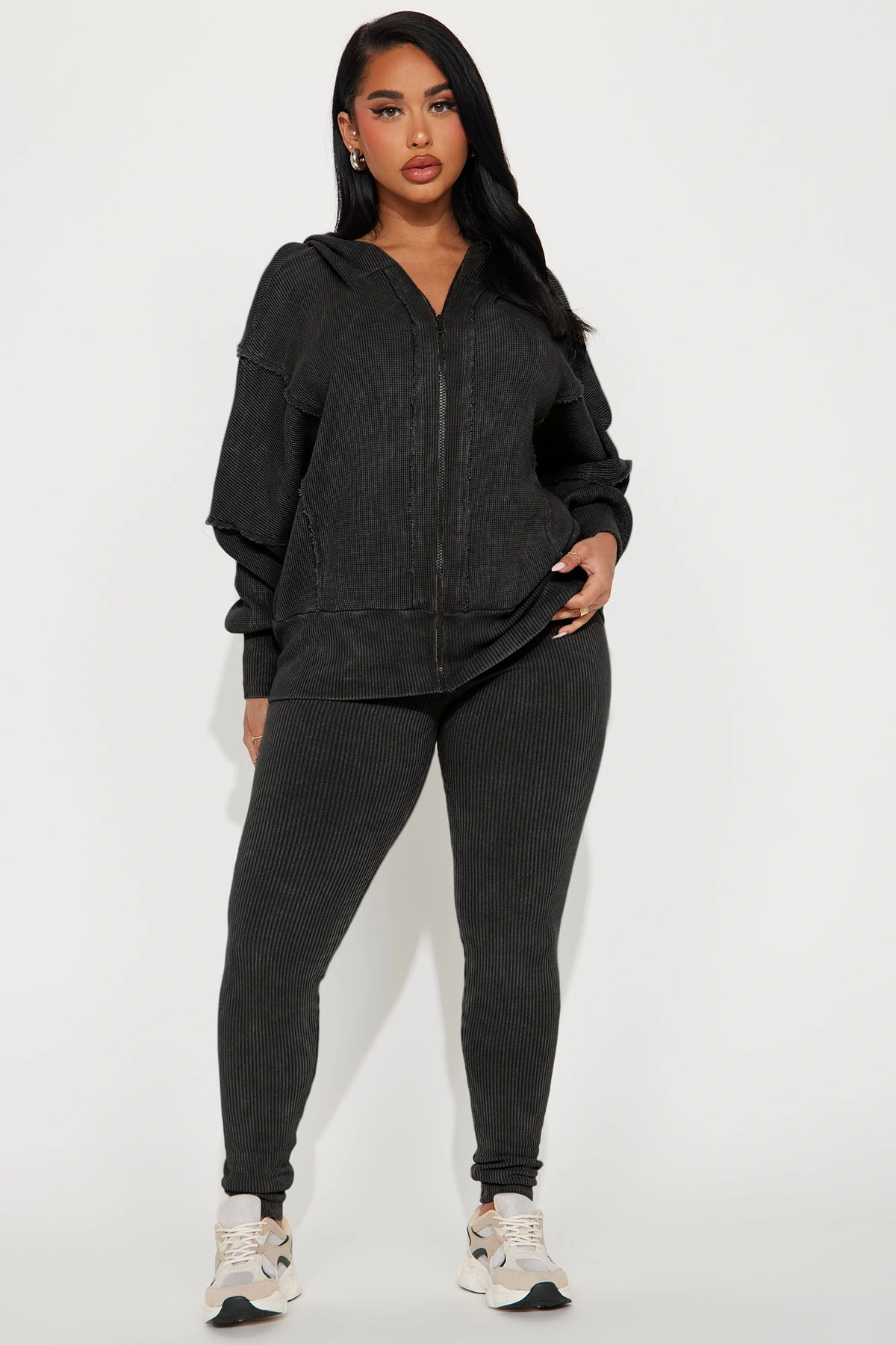 Gigi Washed Legging Set - Black — Preto