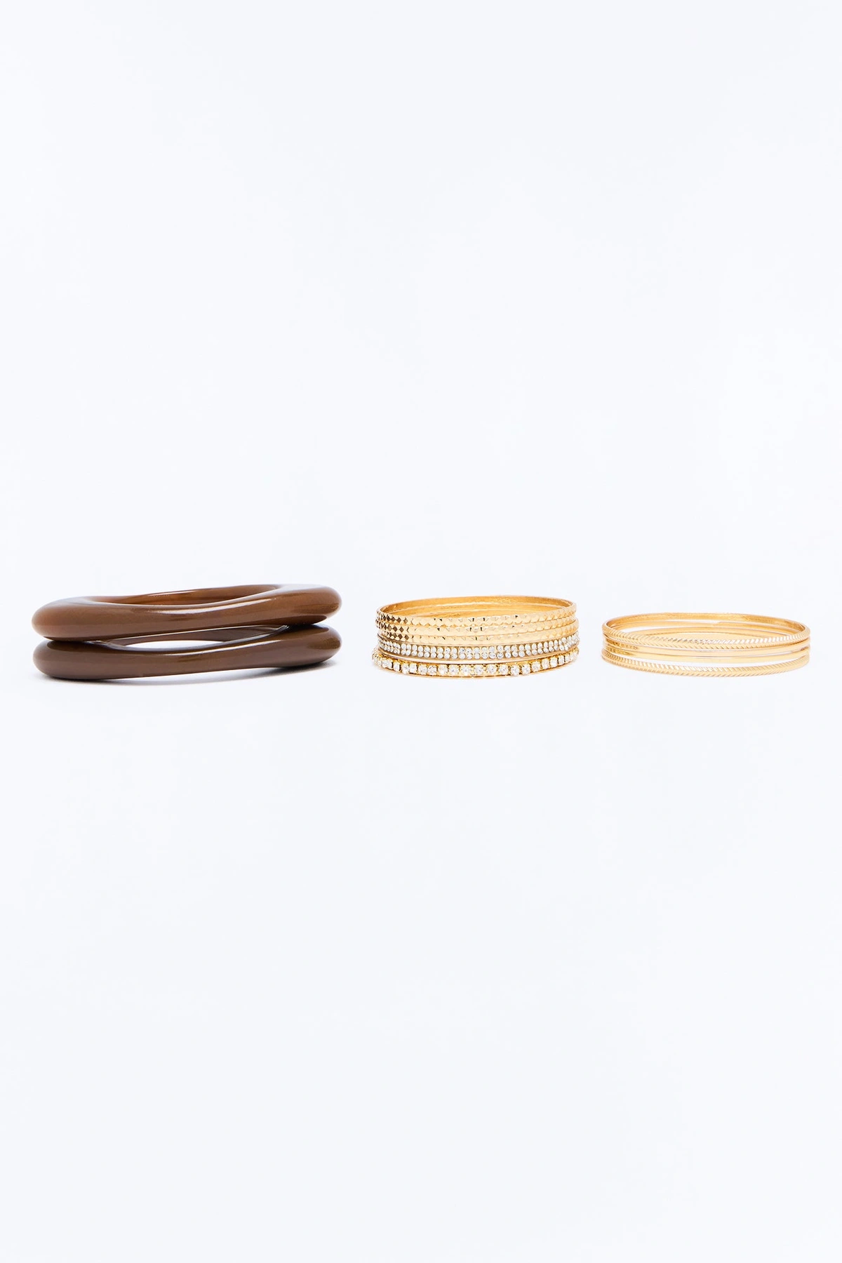 Keep On Falling Bracelet Set - Gold/Brown — Dourado/Castanho