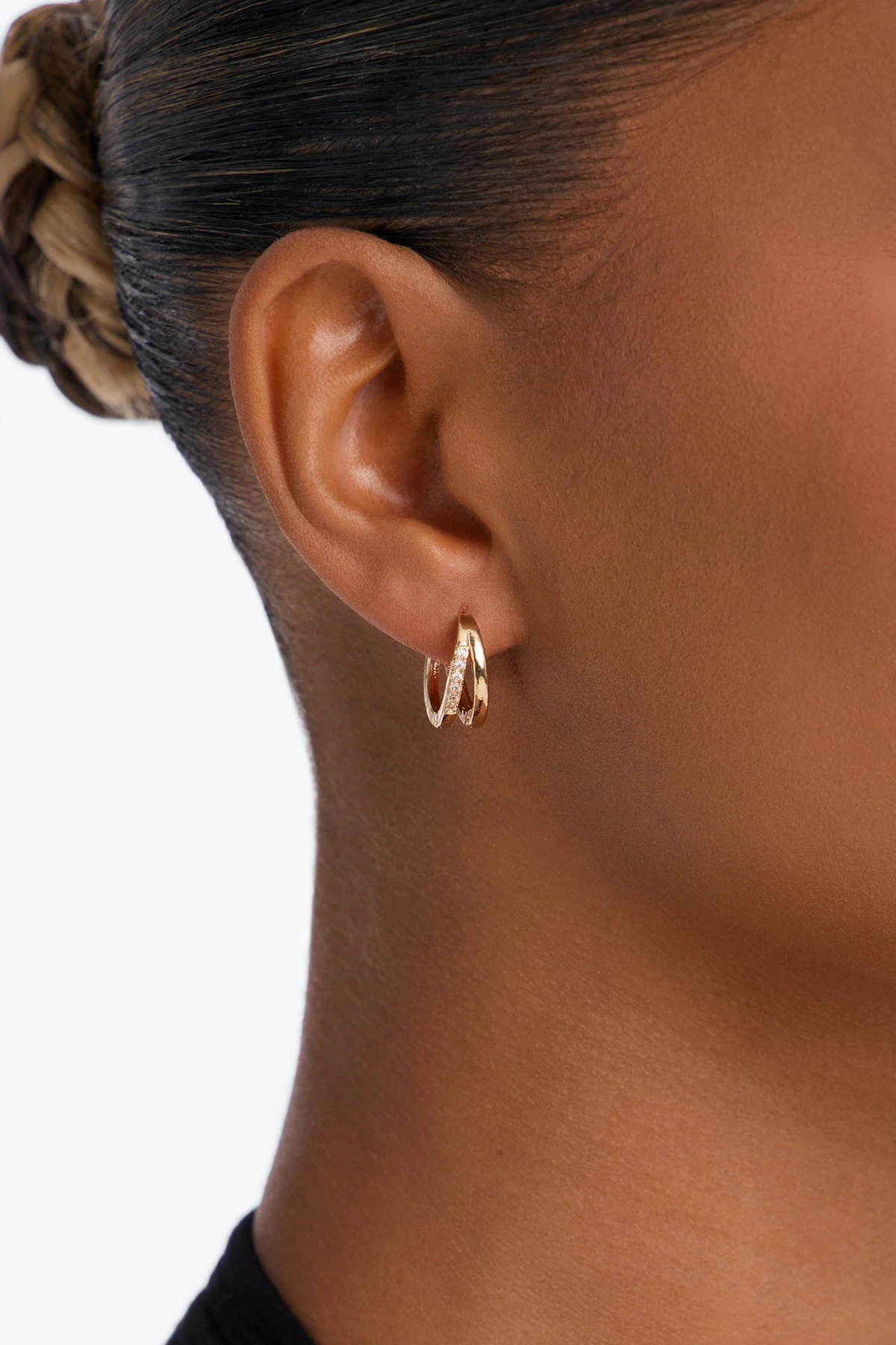 Luna Double Layer Hoop Earrings - Gold — Dourado