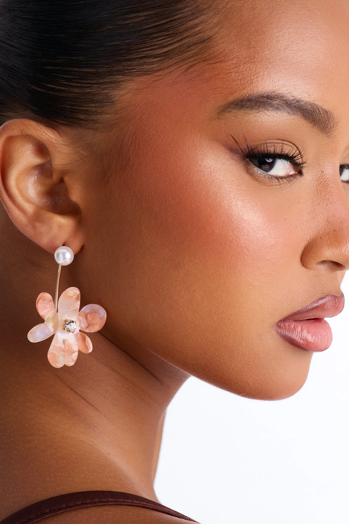 Watch Me Bloom Earrings - Gold/Pink — Dourado/Rosa
