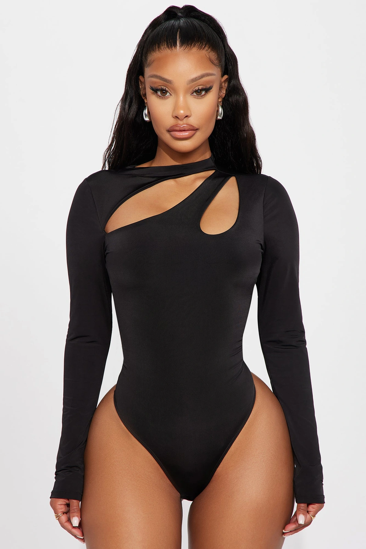 Keilani Cut Out Bodysuit - Black — Preto