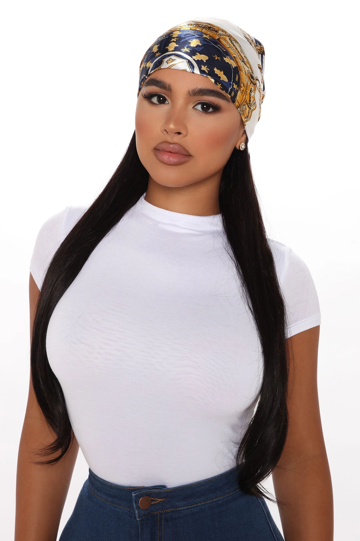 Just Want You Head Scarf - Navy/ Combo — Azul-marinho/ combinação