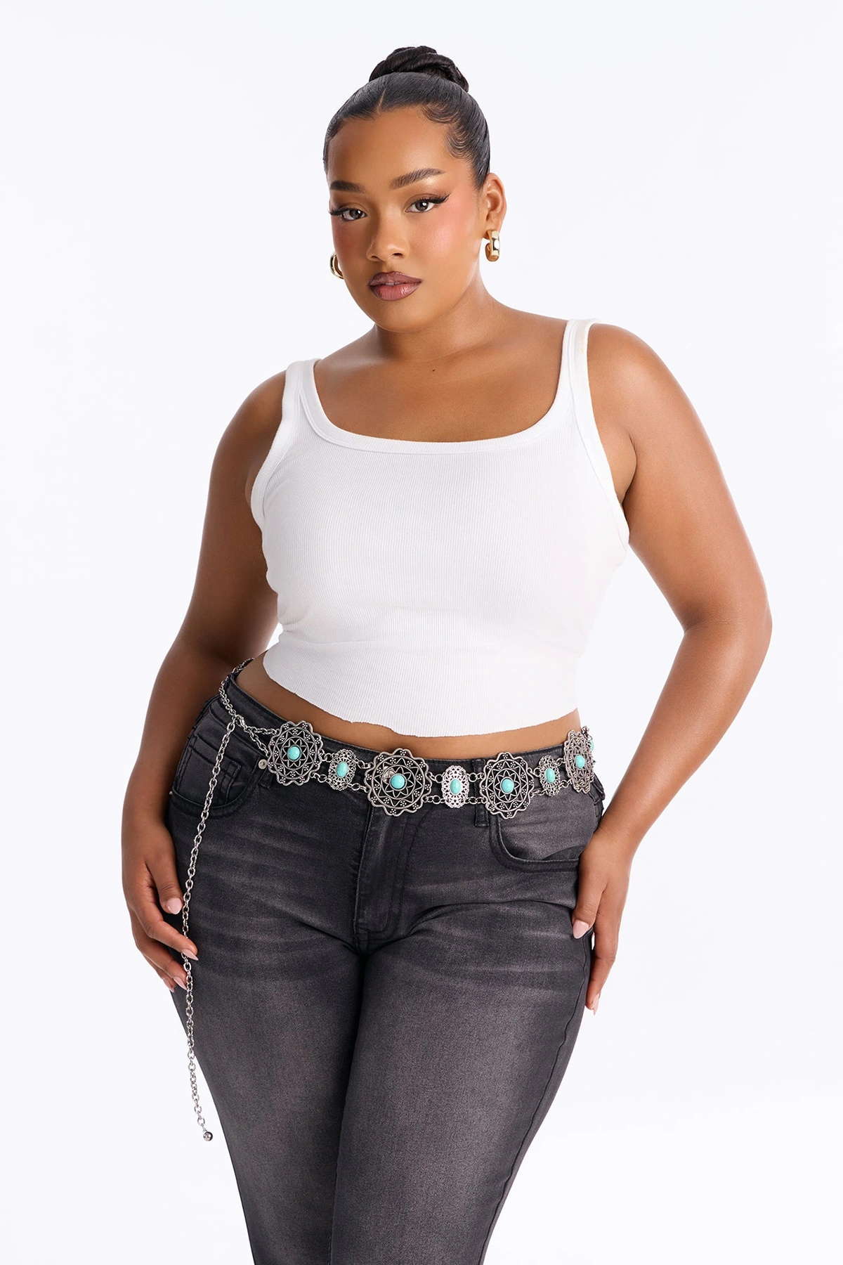 Flowers Of Metal Chain Belt - Silver/Combo — Prateado/combinação