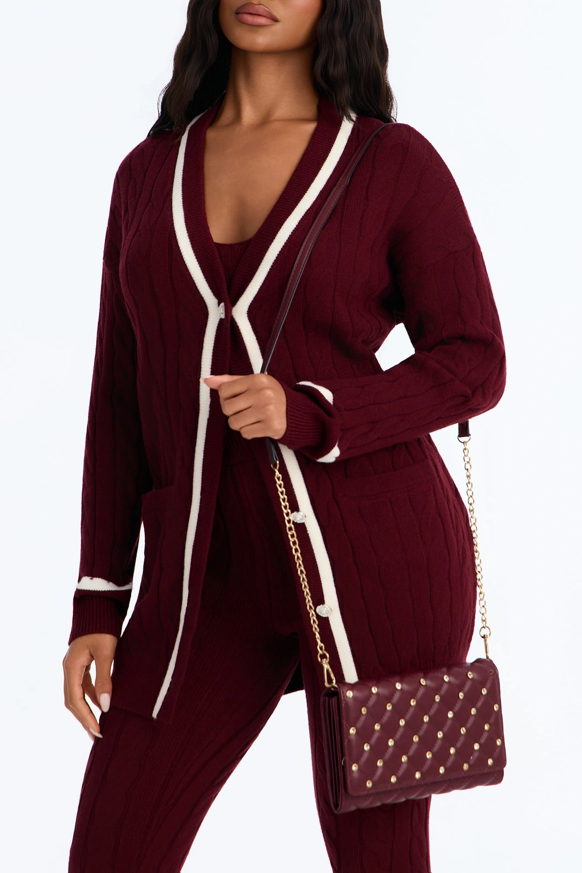 Glow Getter Faux Leather Crossbody Handbag - Burgundy — Bordô