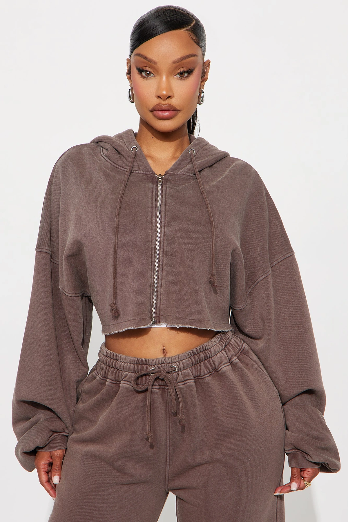 On The Go Fleece Pant Set - Chocolate — Chocolate