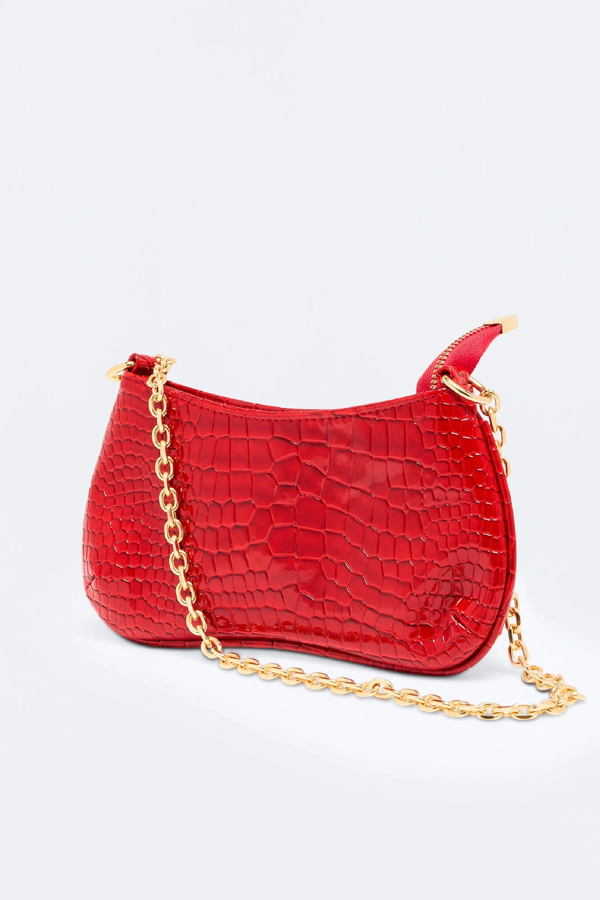 Reptile Runway Embossed Croc Handbag - Red — Vermelho