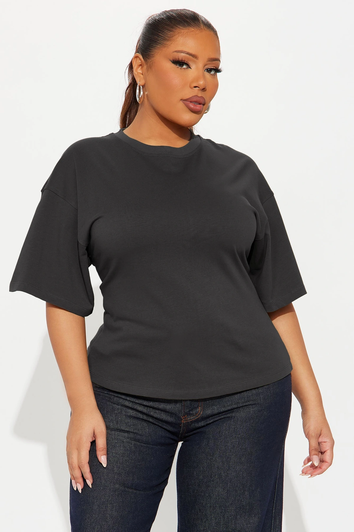 Jayden Fitted T-Shirt - Charcoal — Cinzento-escuro