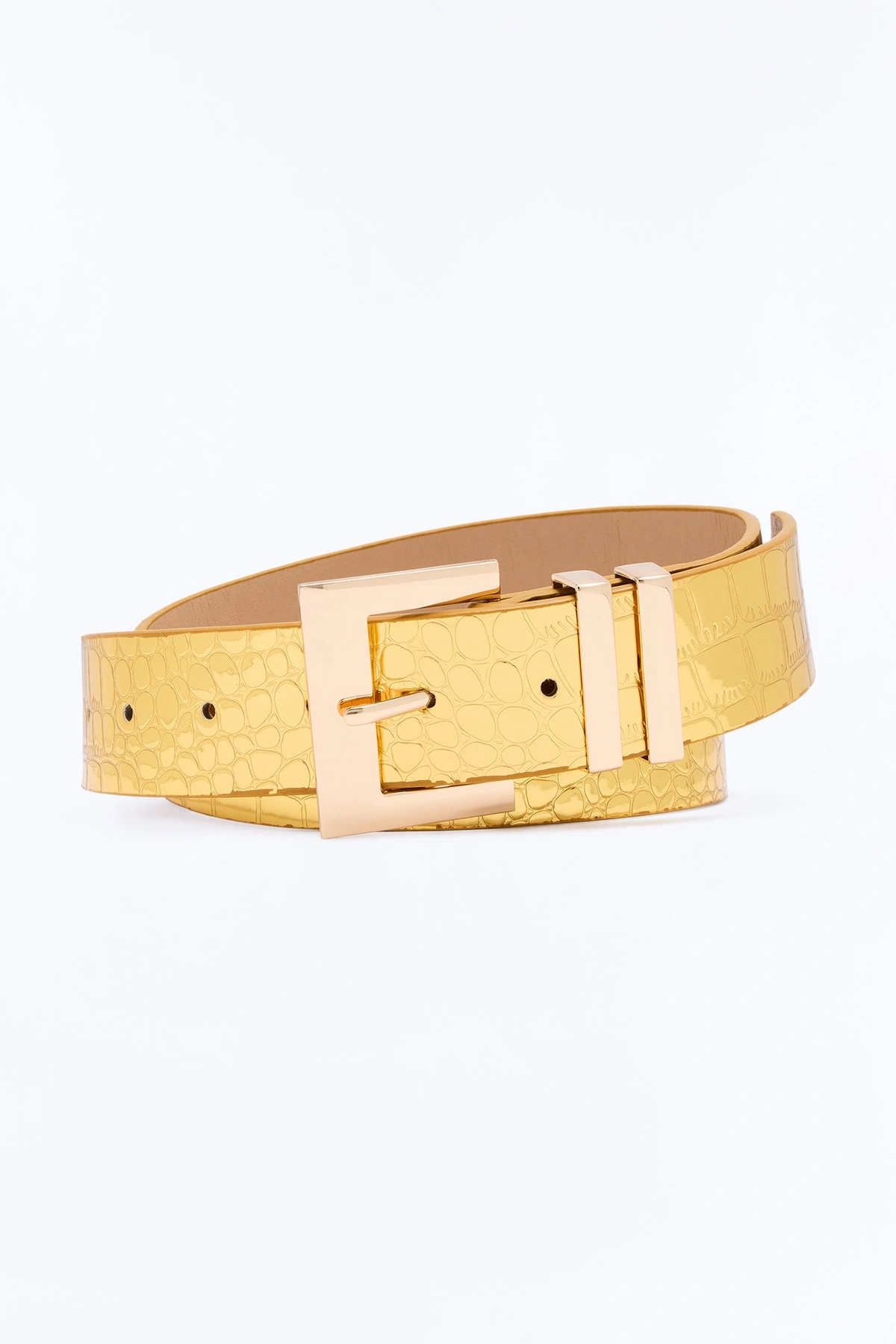 Too Far Gone Leather Belt - Gold — Dourado