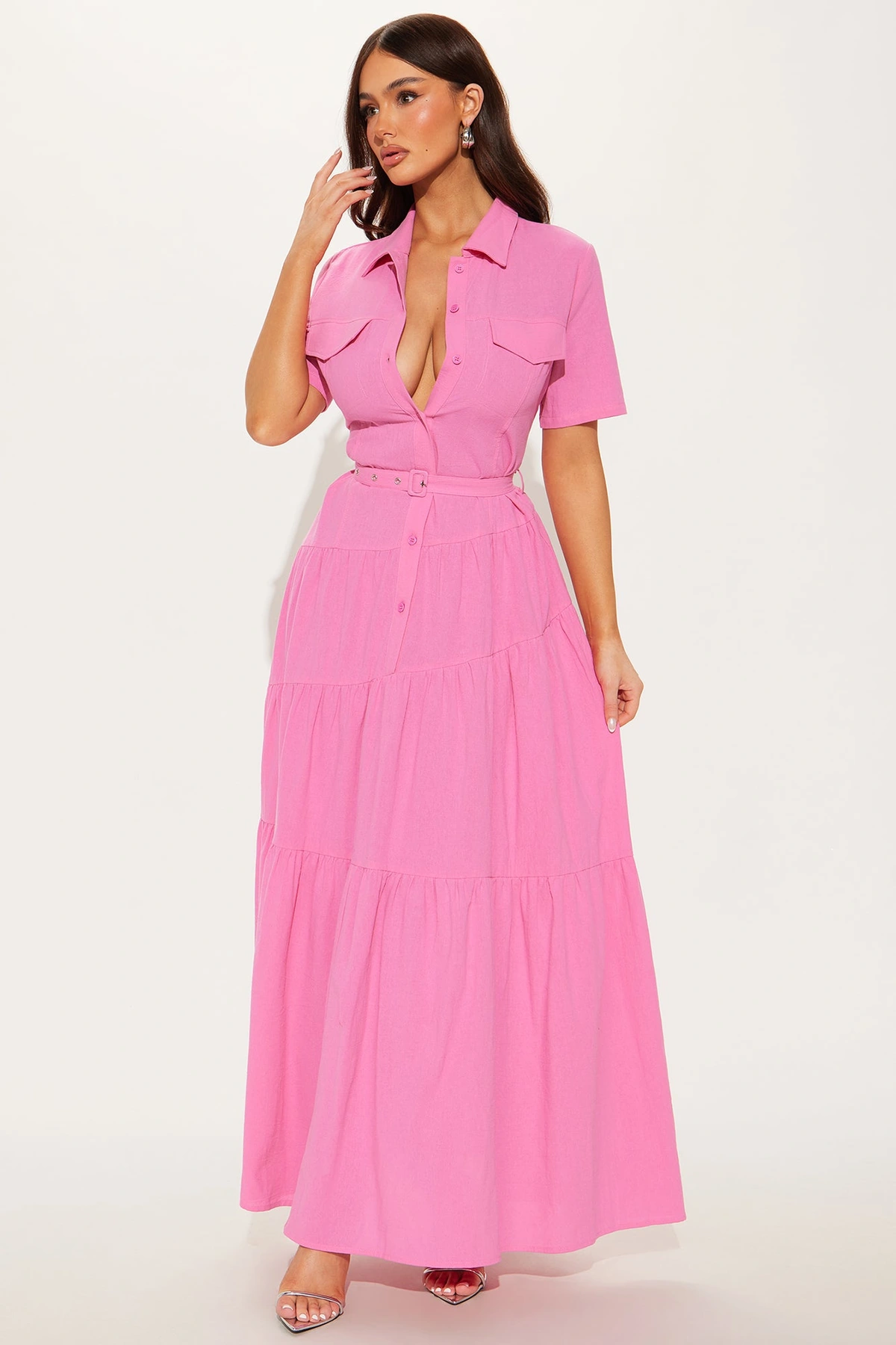 Julia Maxi Shirt Dress - Pink — Rosa