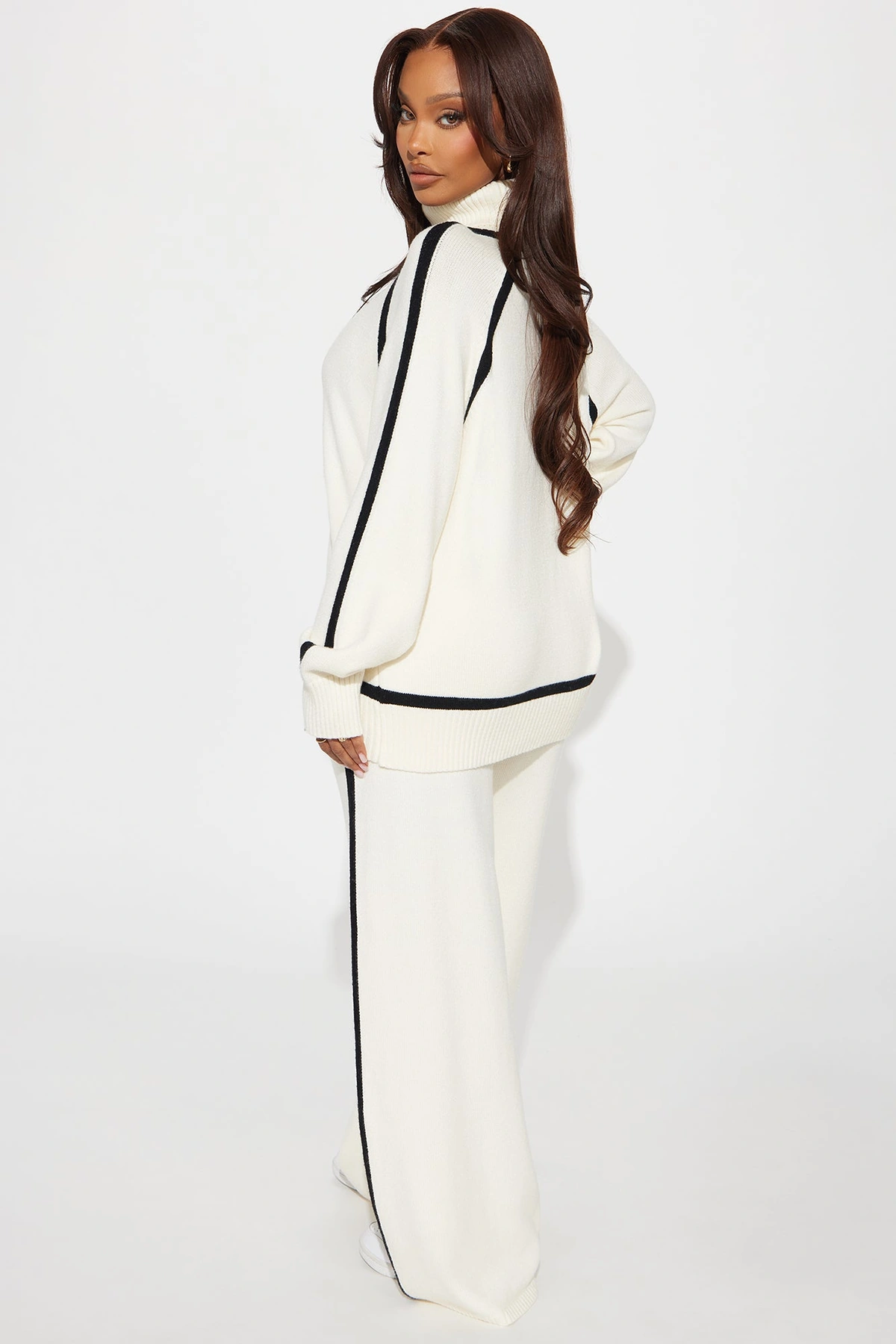 What's The Tea Sweater Wide Leg Pant Set - Cream/combo — Creme/combinação