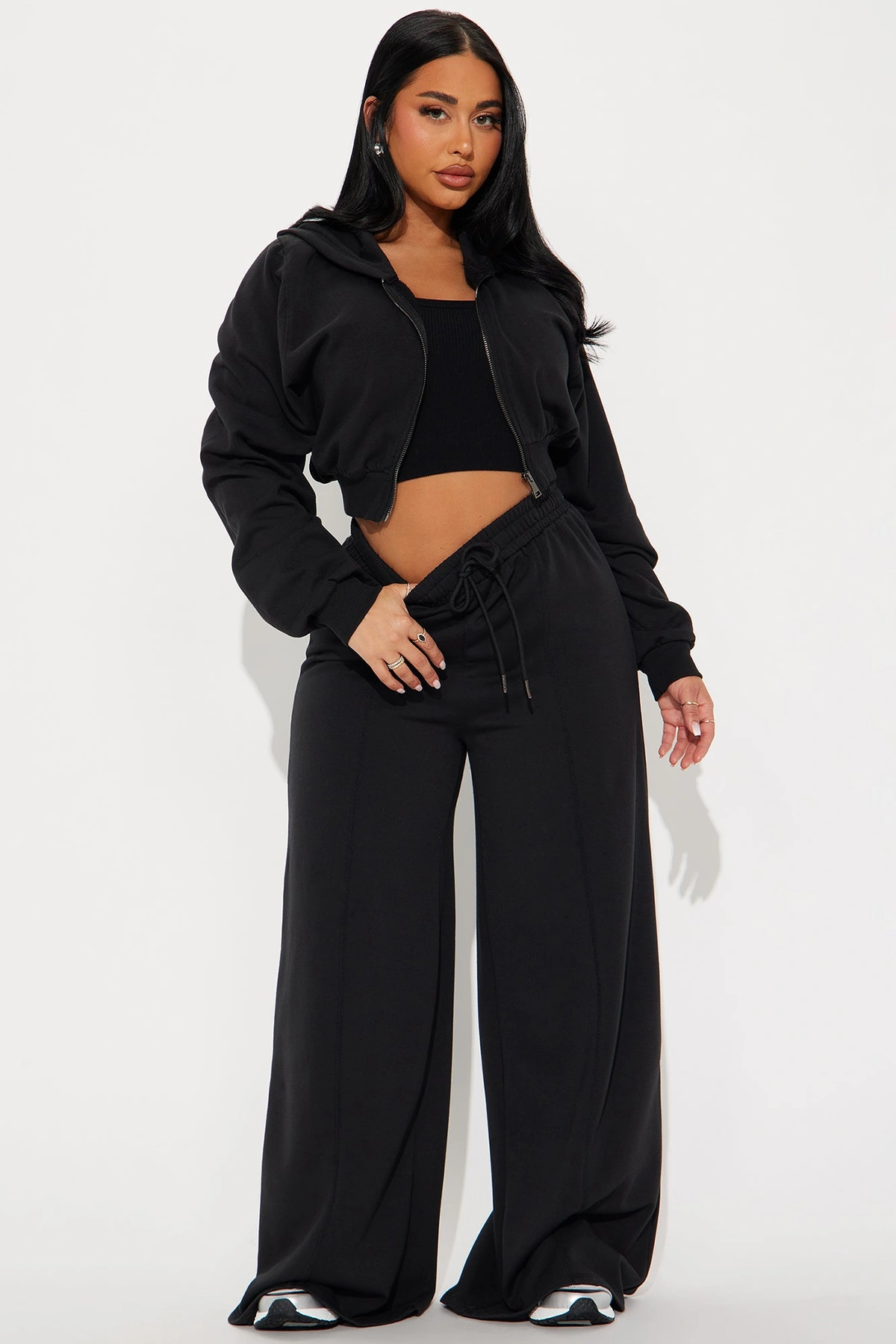 Savannah Fleece Pant Set - Black — Preto