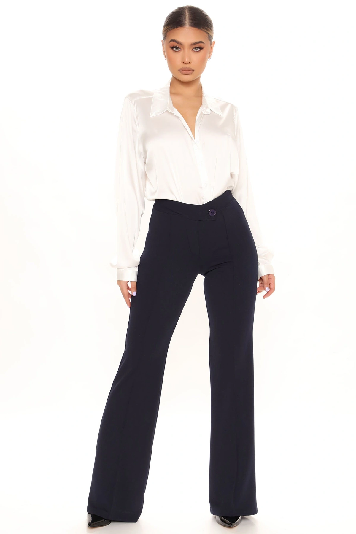 Call It Even Wide Leg Dress Pants - Navy — Azul-marinho