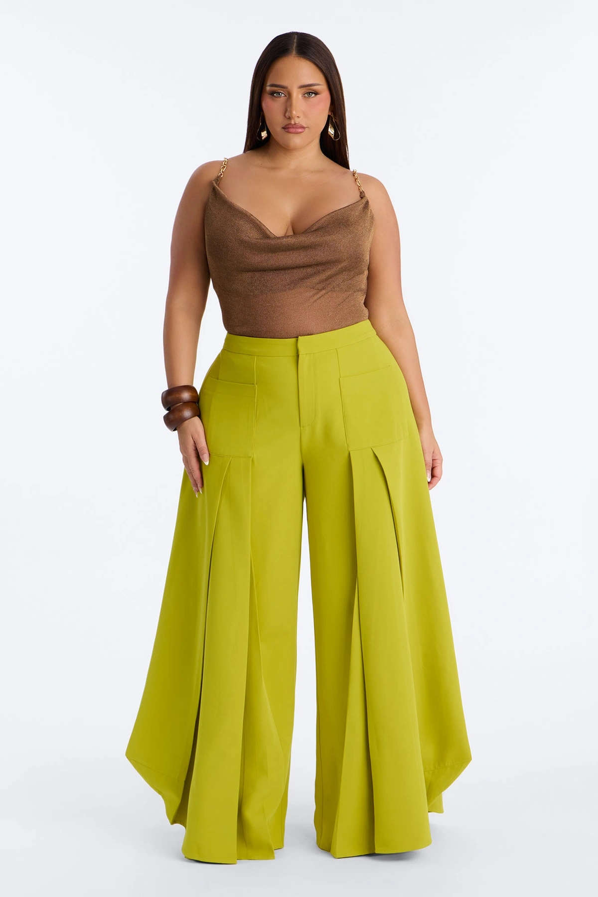 Stand Out Super Wide Pleated Trouser - Chartreuse — Chartreuse
