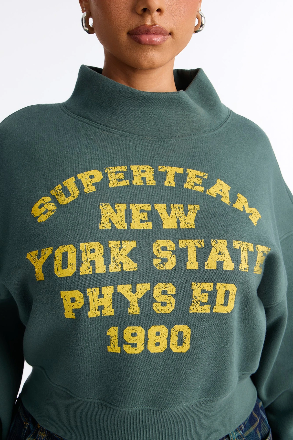 Super Team NY Cropped Sweatshirt - Hunter — Verde-escuro