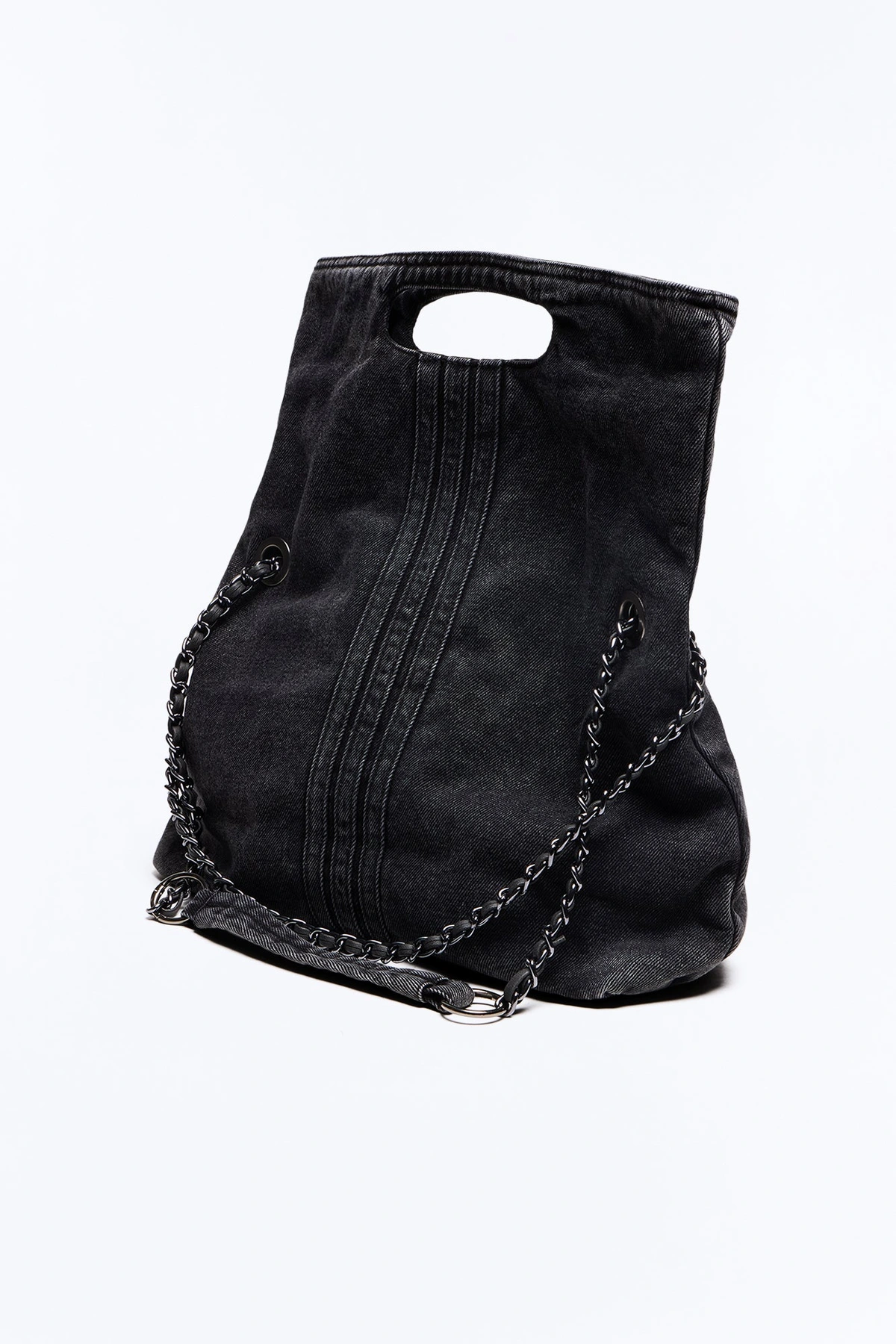 Out With The Girls Denim Shoulder Bag - Black — Preto