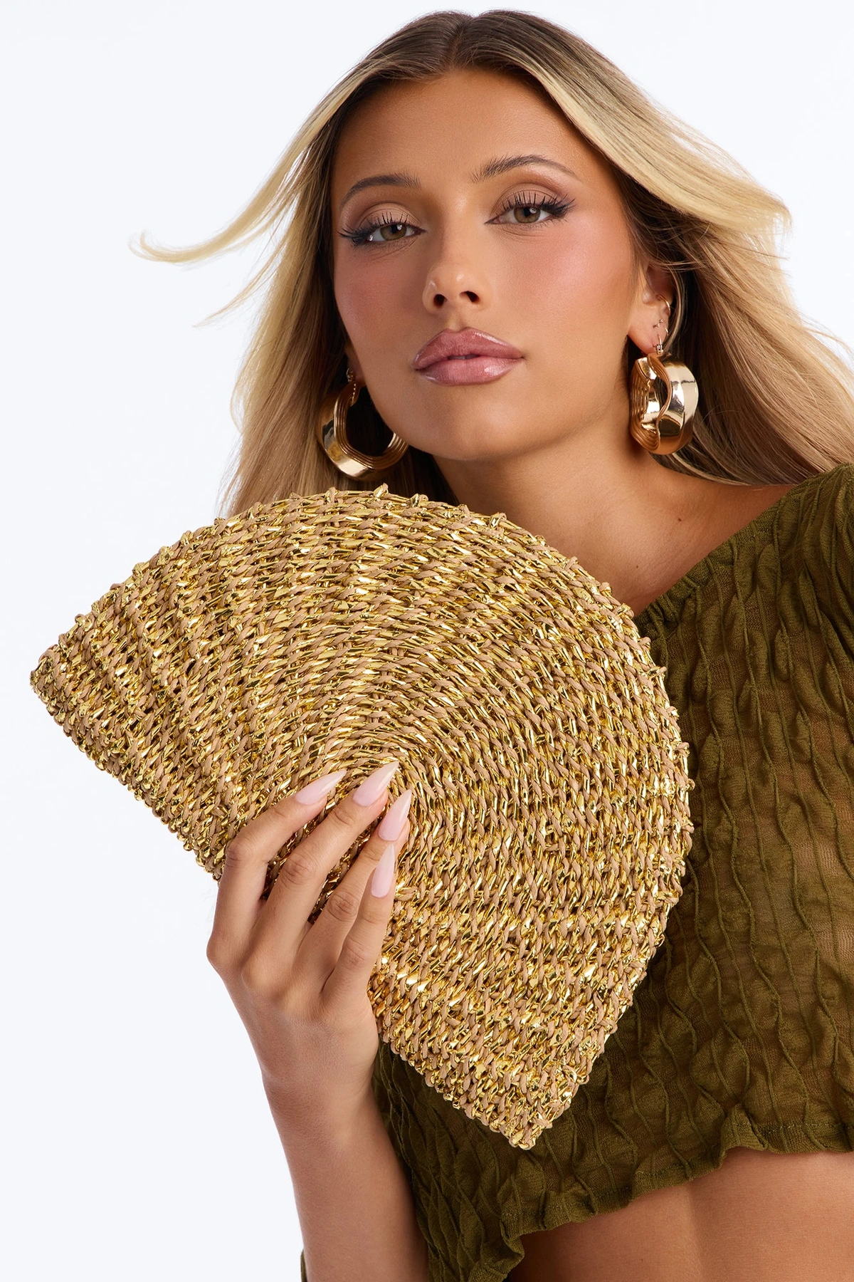 Straw Some Shine Clutch - Natural/Combo — Natural/combinação