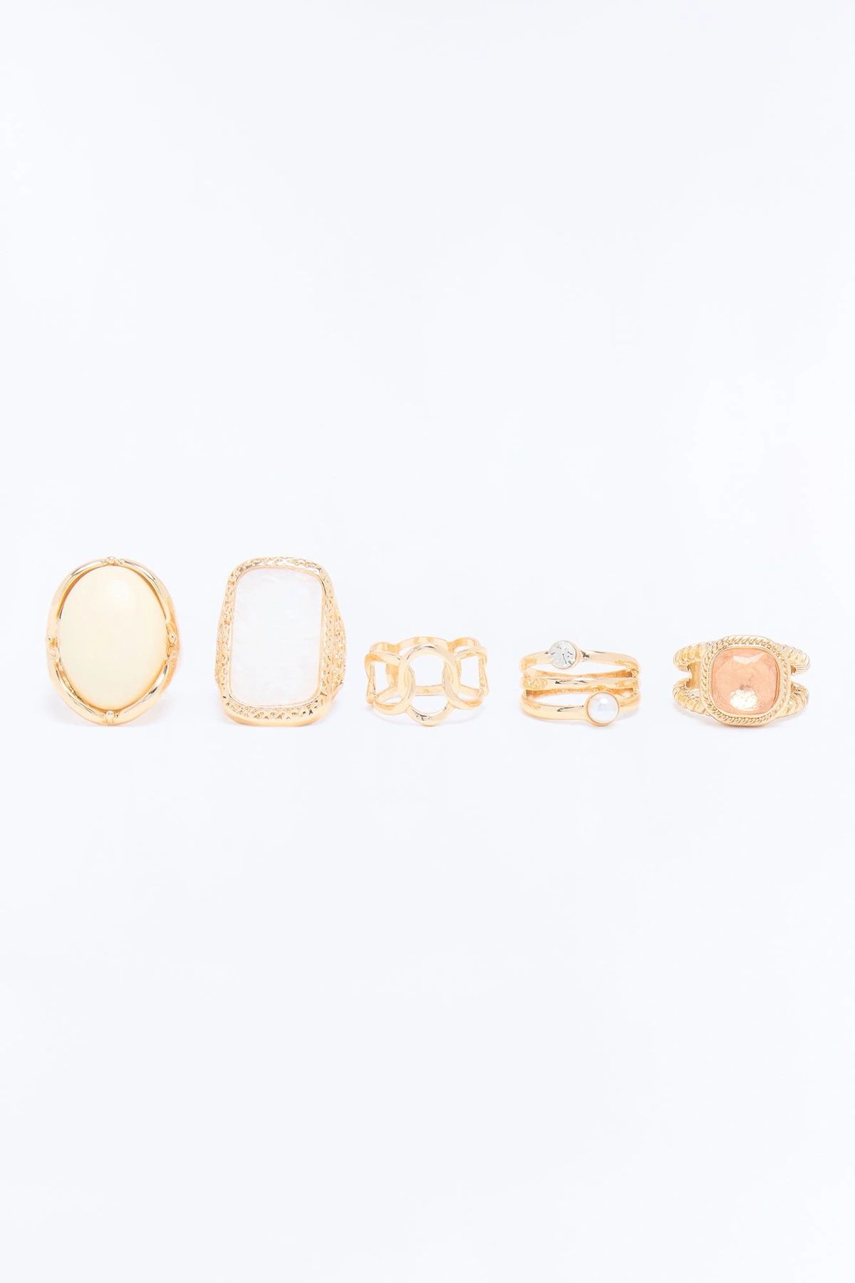 Take Me Away 5 Piece Rings Set - Gold/combo — Dourado/combinação