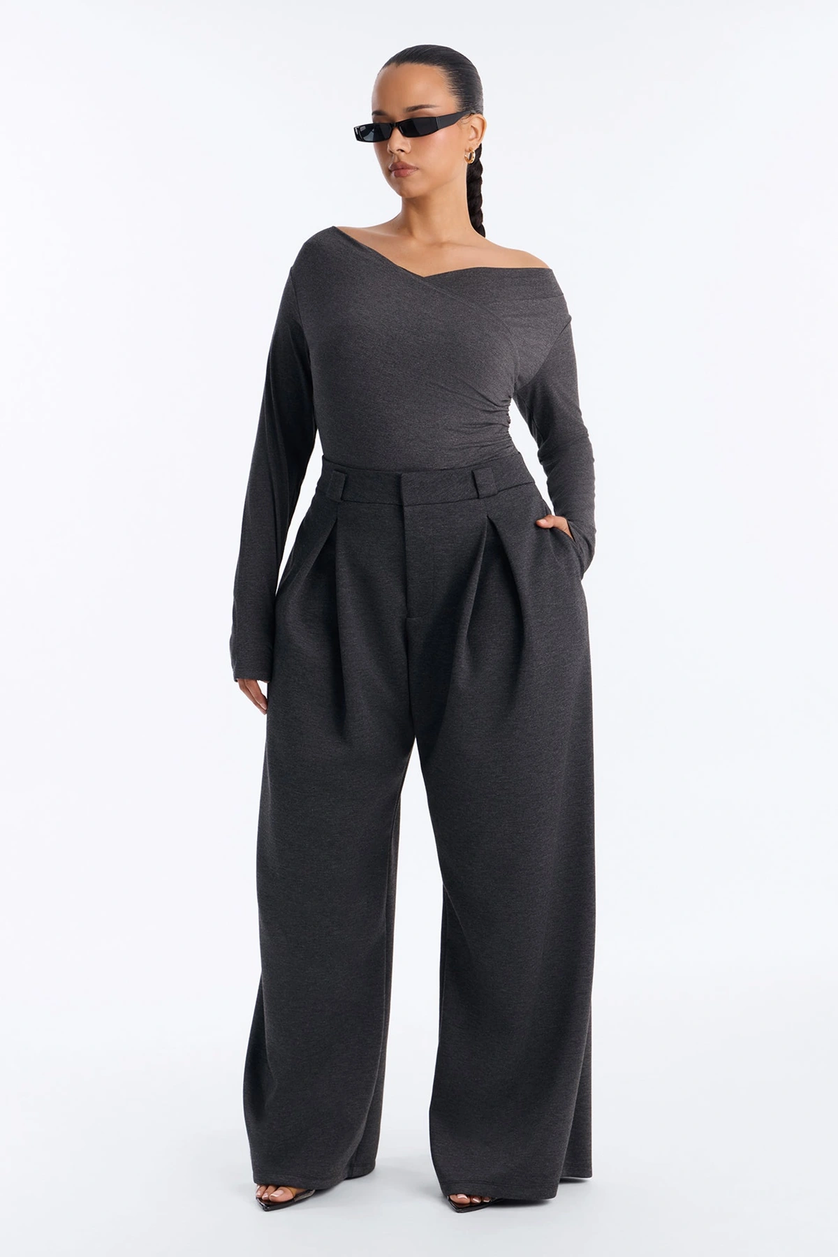 Effortless As Always Wide Leg Pant Set - Charcoal — Cinzento-escuro