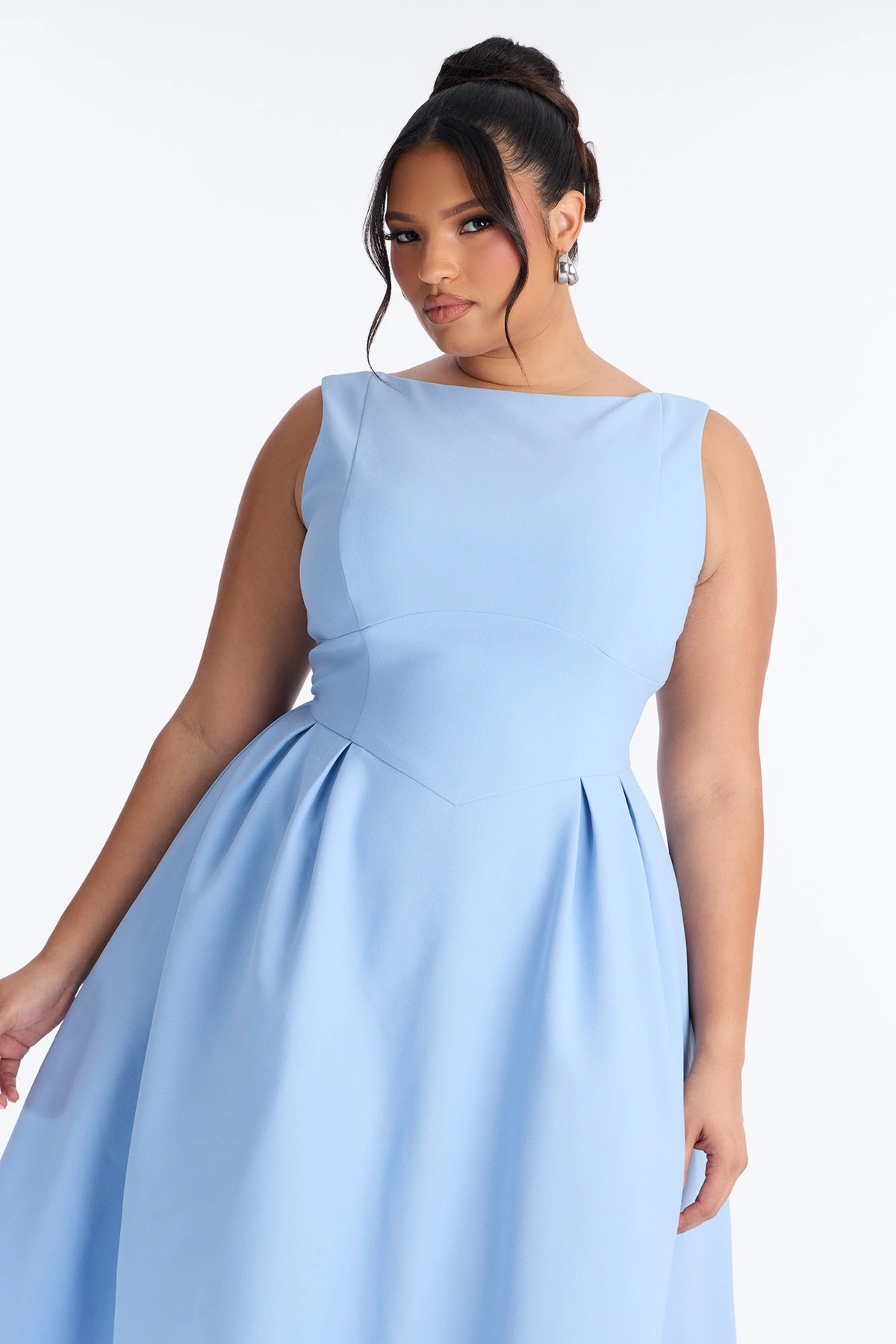 Anika Pleated Midi Dress - Blue — Azul