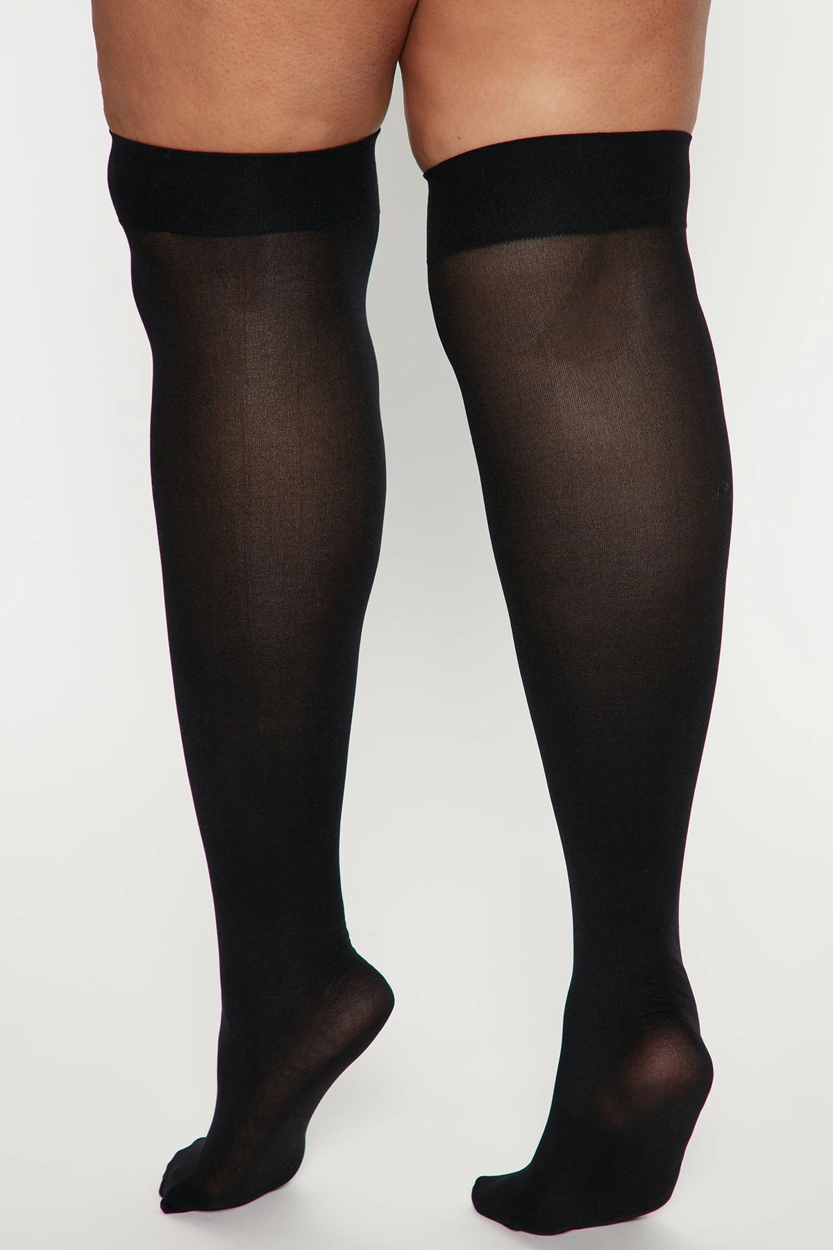 Final Touch Sheer Thigh Highs - Black — Preto