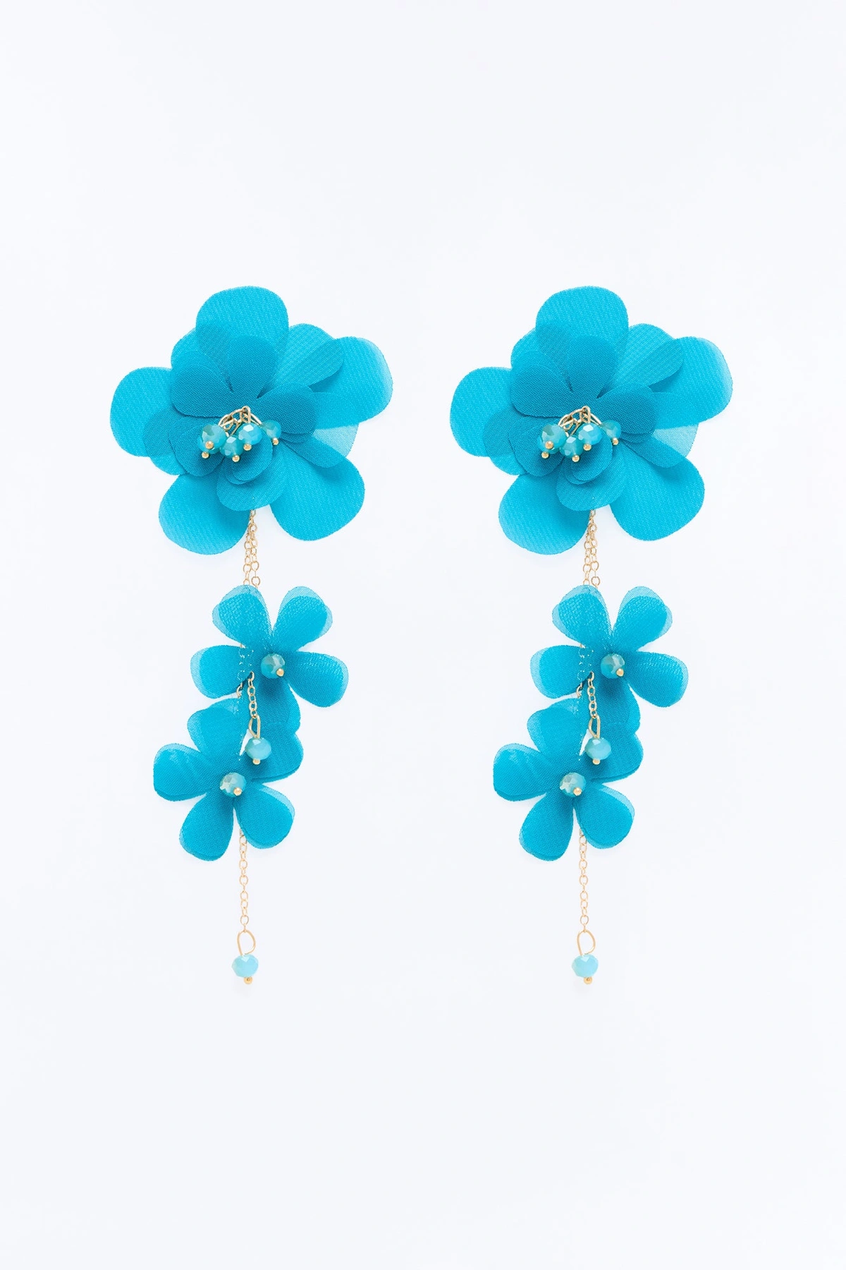 Dance With Me Floral Drop Earrings - Teal — Verde-petróleo