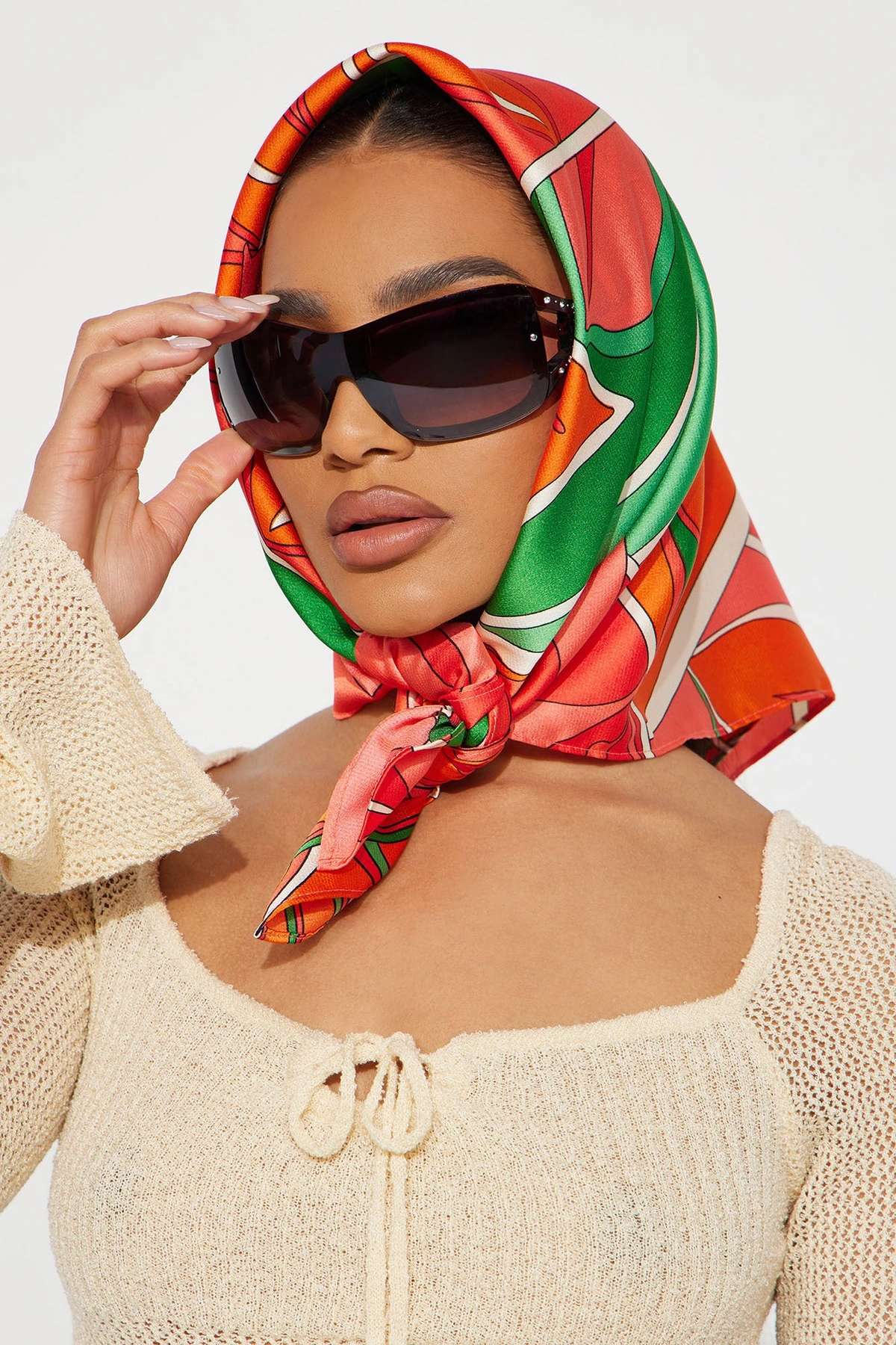 Gone Tanning Head Scarf - Peach/combo — Peach/combinação