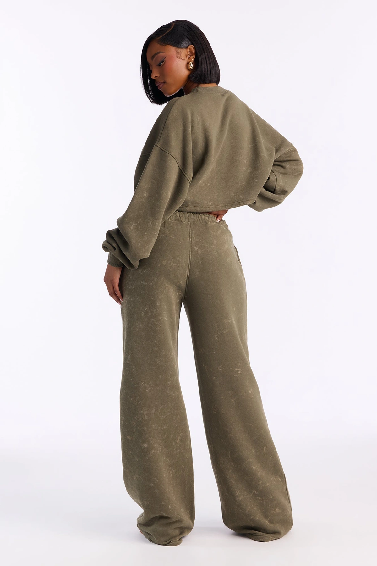 Hidden Cross Fleece Pant Set - Olive — Verde-azeitona