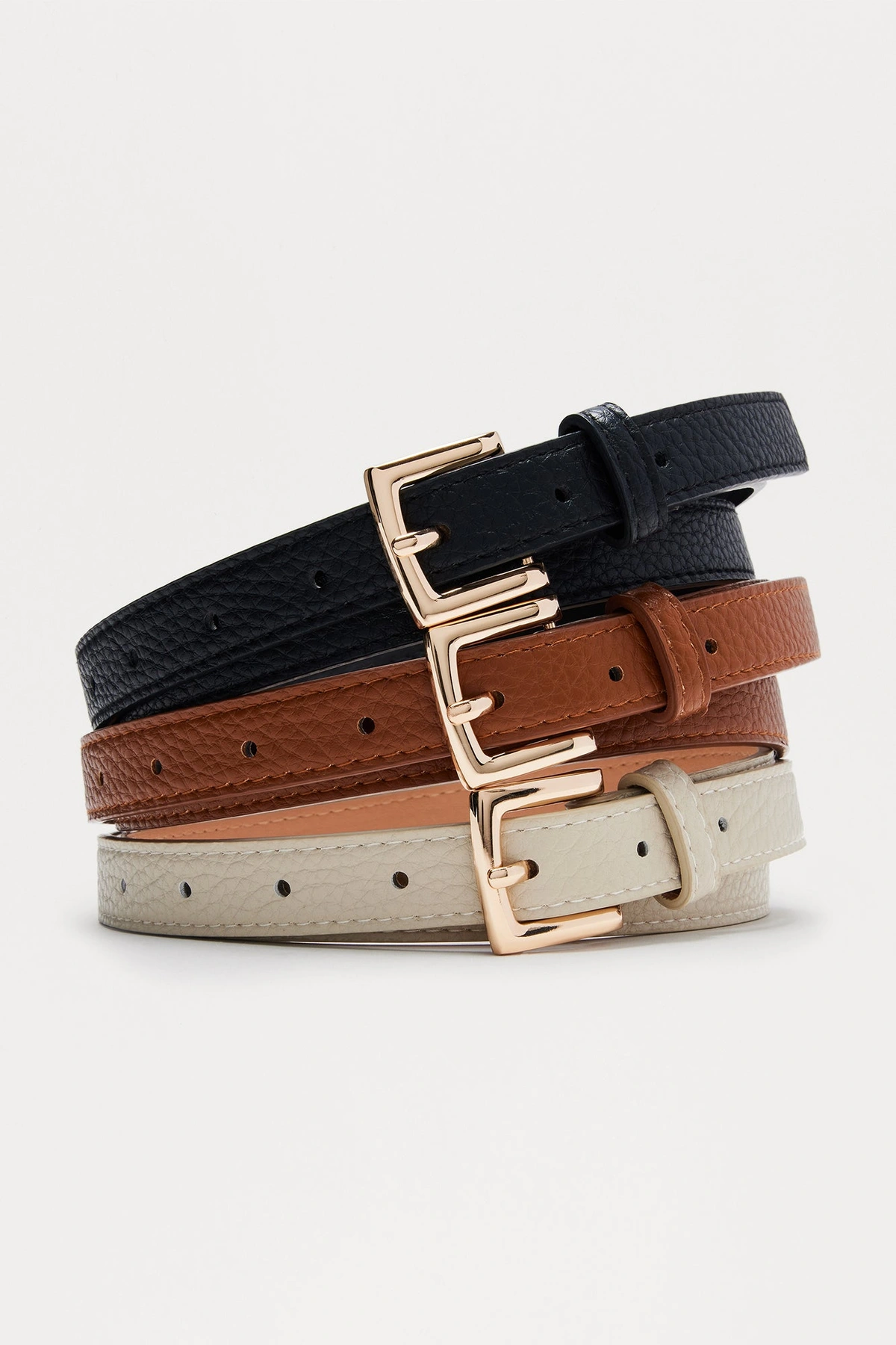 Small Waist Big Confidence Trio Belt Set - Black/combo — Preto/combinação