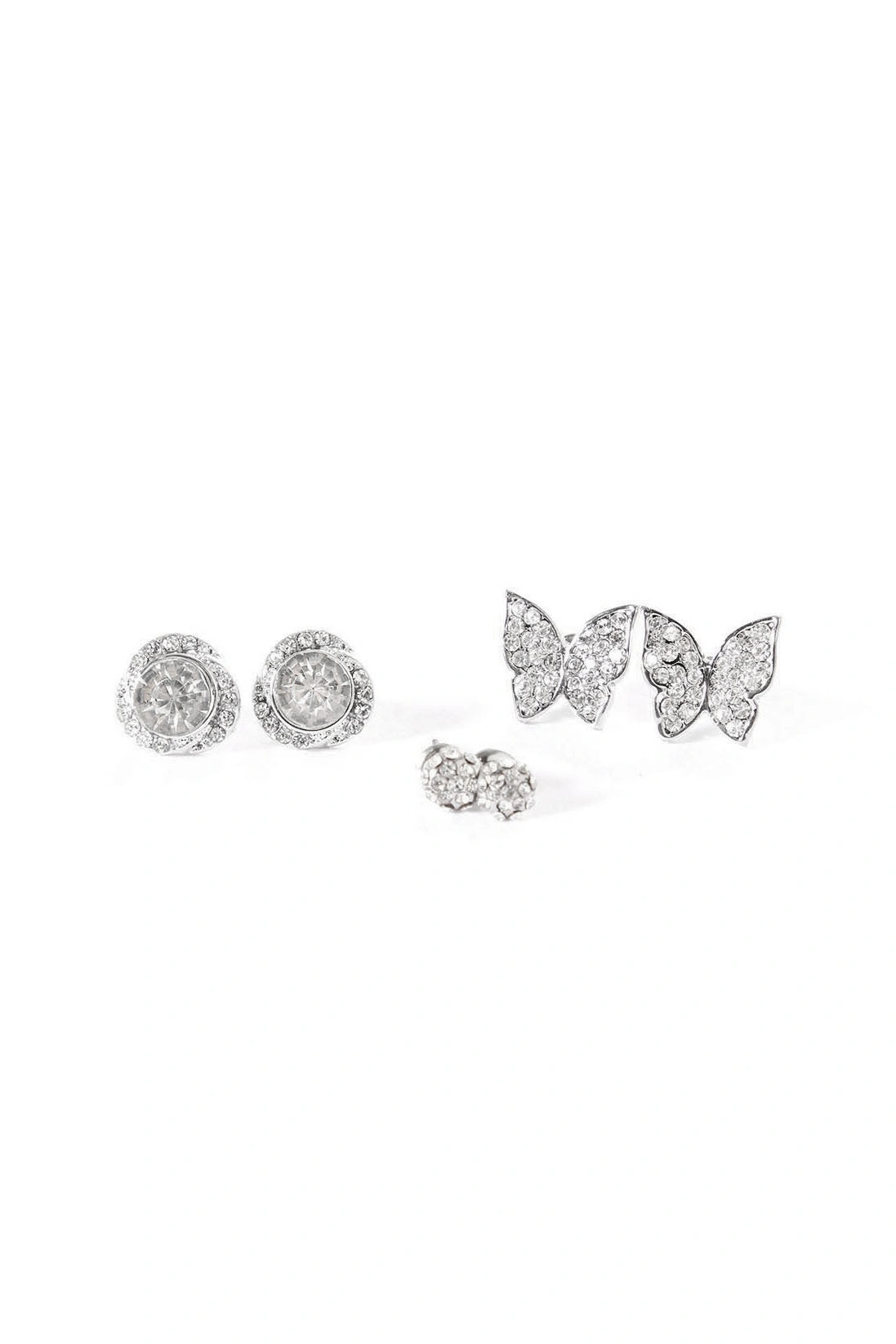 Feeling Fly Butterfly Earring Trio - Silver — Prateado