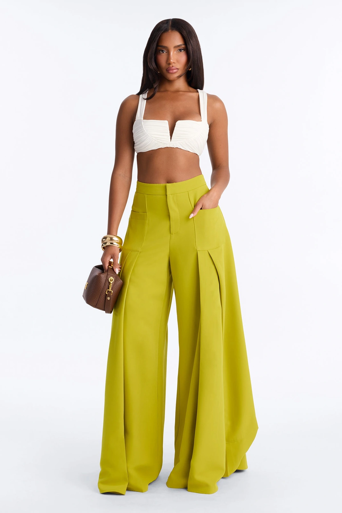 Stand Out Super Wide Pleated Trouser - Chartreuse — Chartreuse