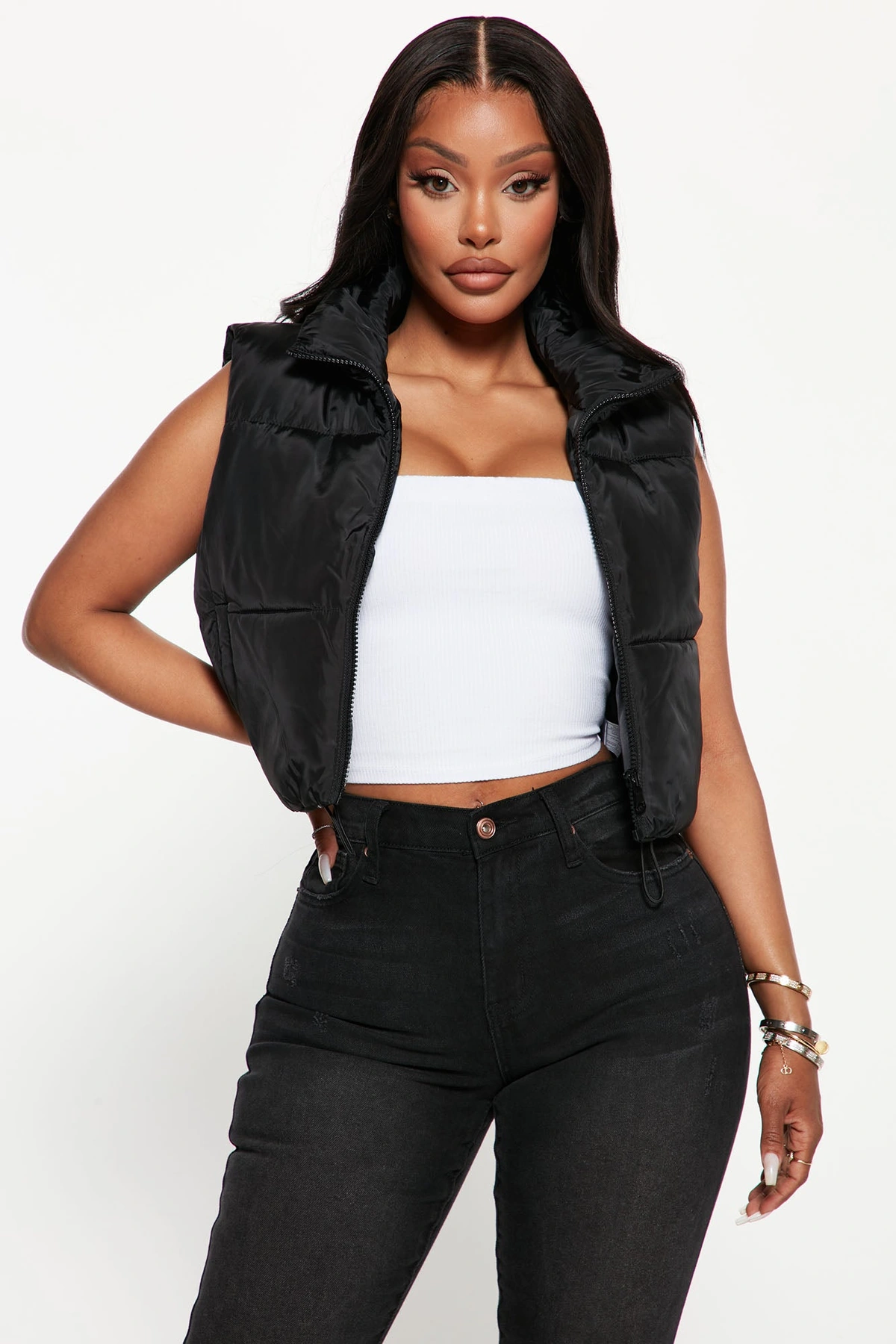 Can't Handle It Puffer Vest - Black — Preto