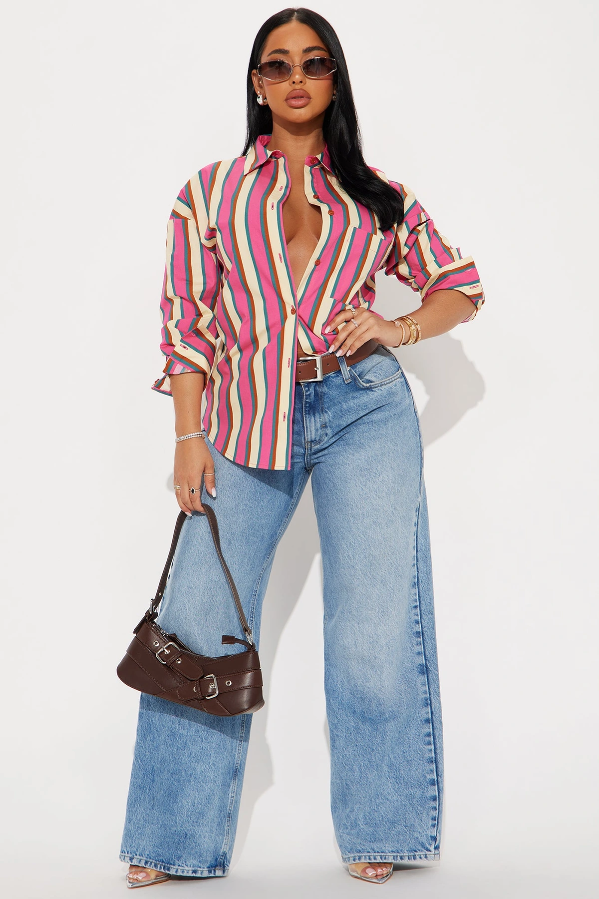 I'm The Main Topic Striped Shirt - Pink/combo — Rosa/combinação