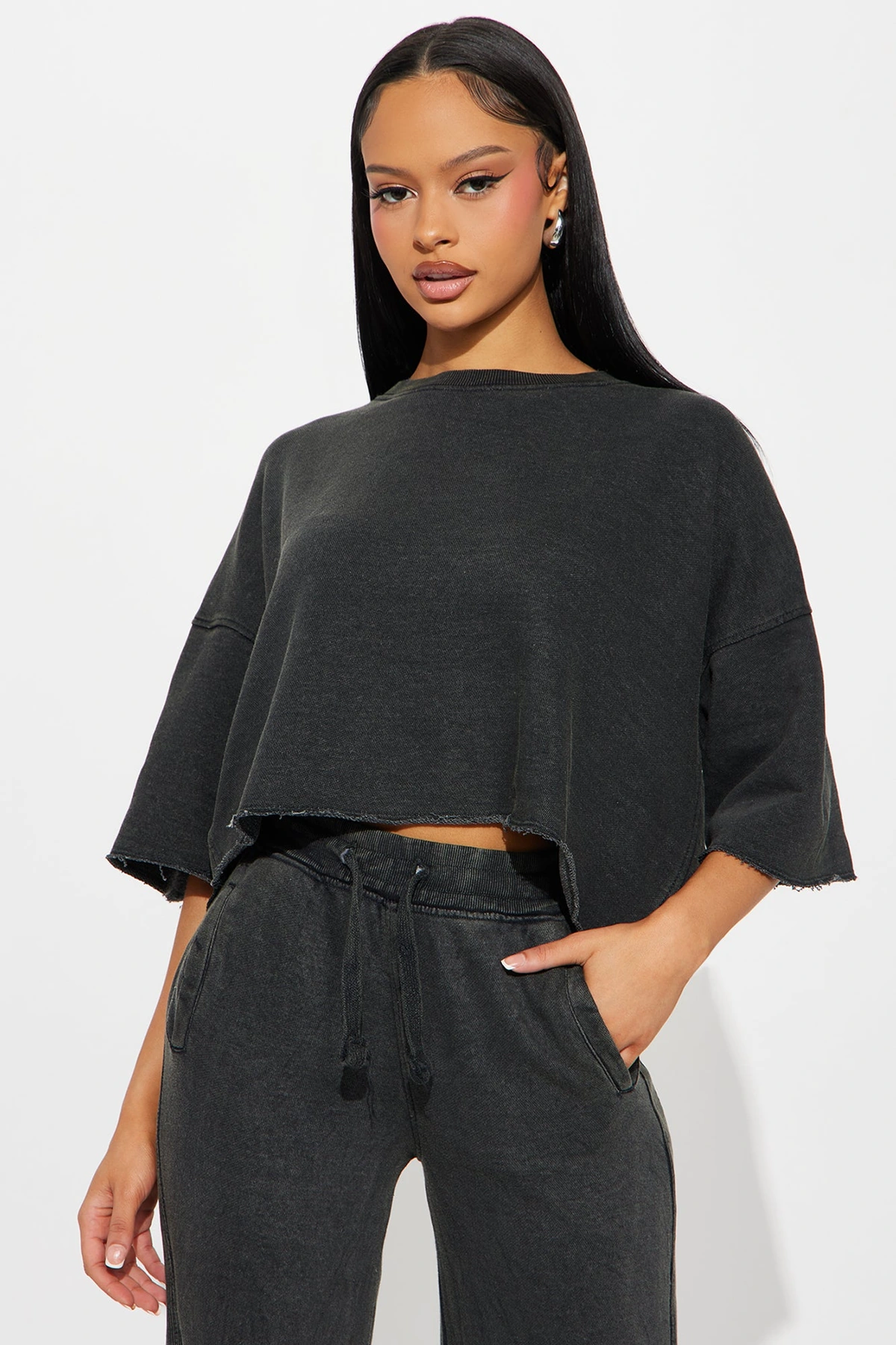 Strollin' Around Pant Set - Charcoal — Cinzento-escuro