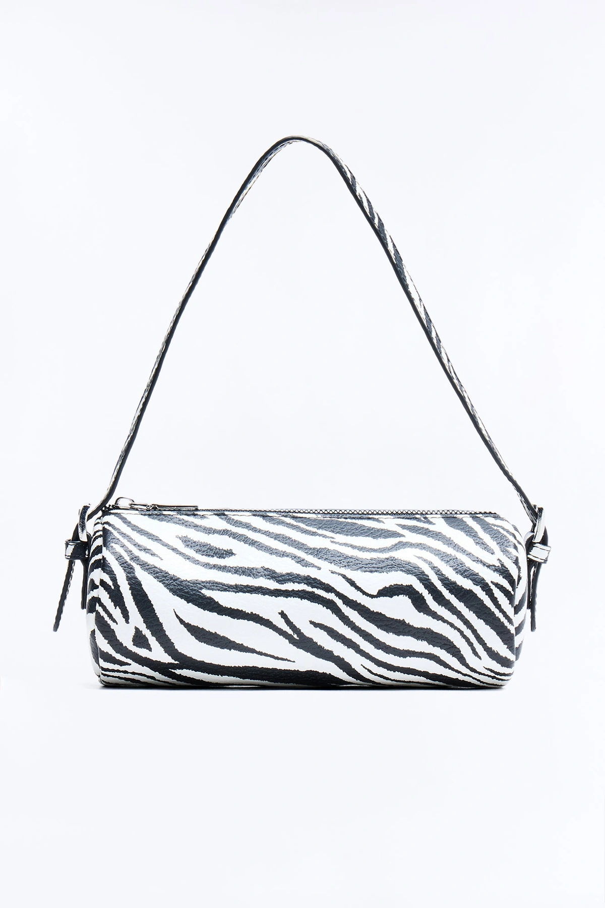 Everyday Essential Faux Leather Shoulder Handbag - Black/White — Preto/Branco