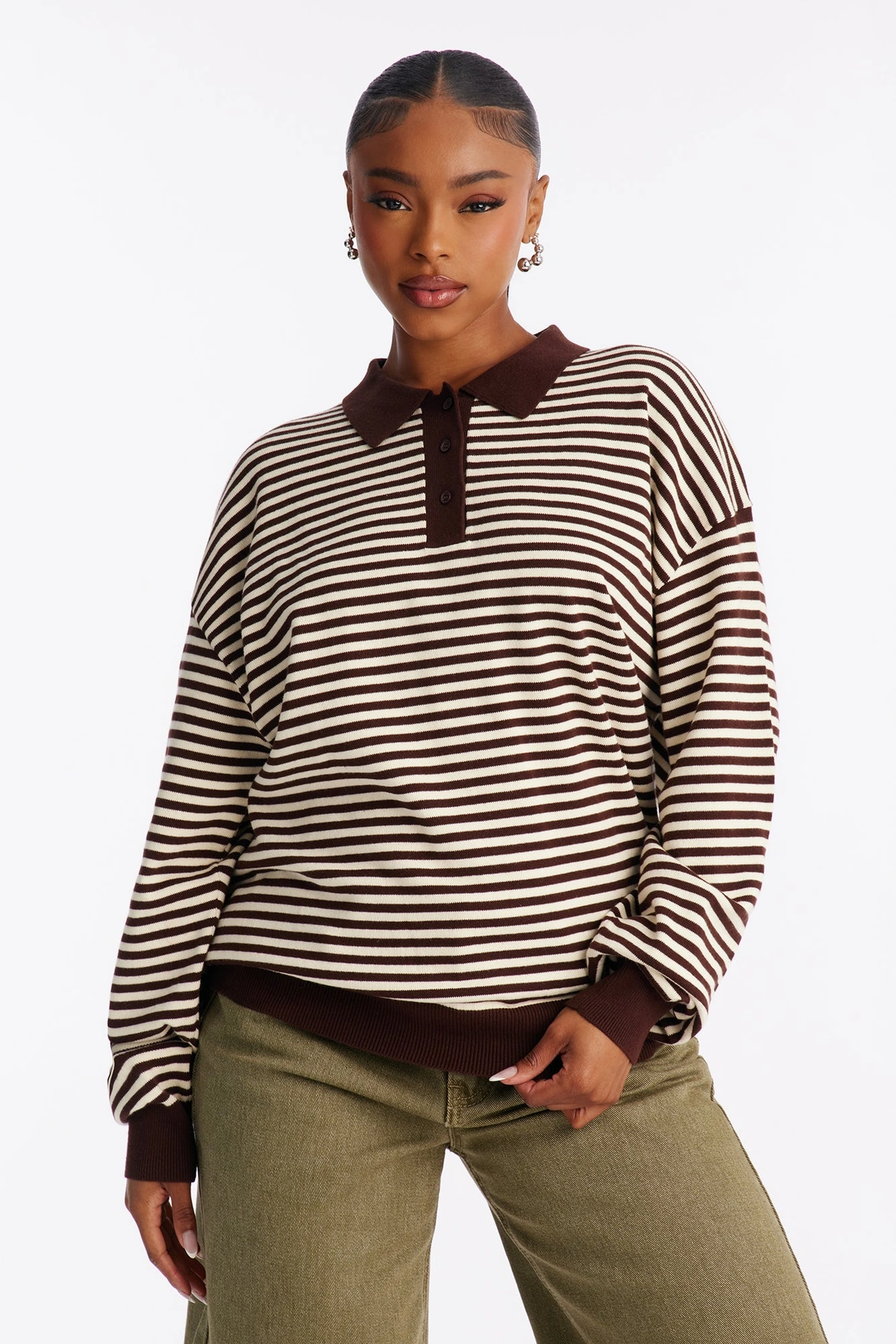 Martini Striped Polo Sweater - Brown/combo — Castanho/combinação