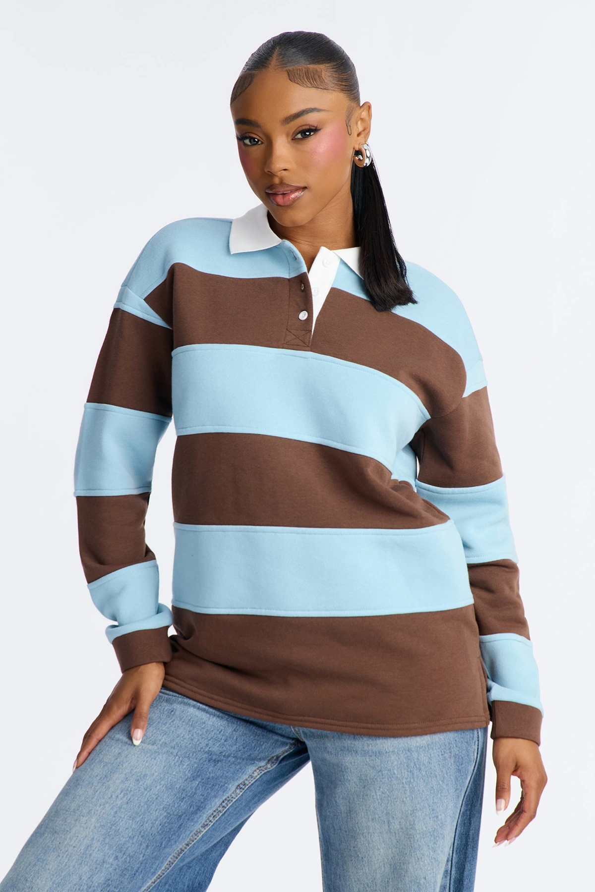 Katie Rugby Striped Polo - Brown/combo — Castanho/combinação