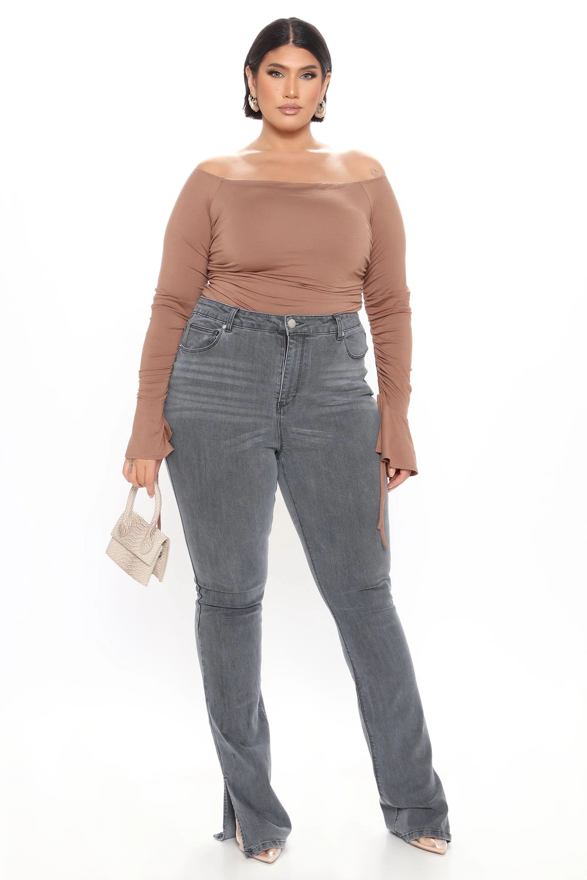 Tall Soho Side Split Skinny Jeans - Grey — Cinzento