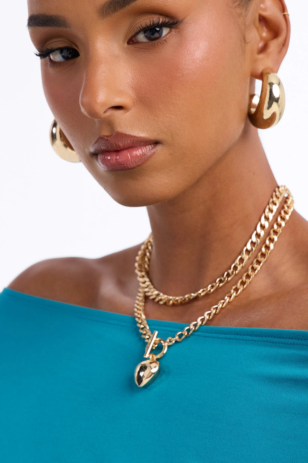 Token Of My Heart Layered Necklace - Gold — Dourado