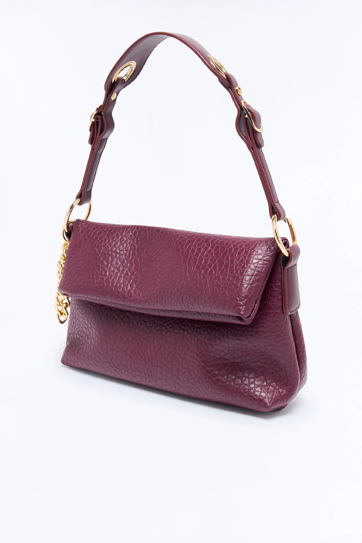 Really Like That Faux Leather Shoulder Bag - Burgundy — Bordô