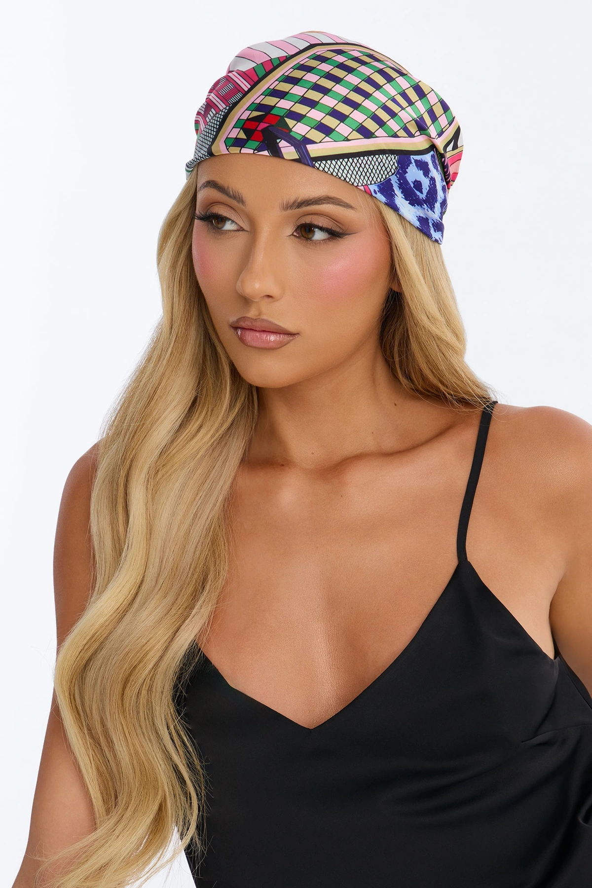 Gallery Piece Head Scarf And Brooch Set - Multi Color — Multicolor