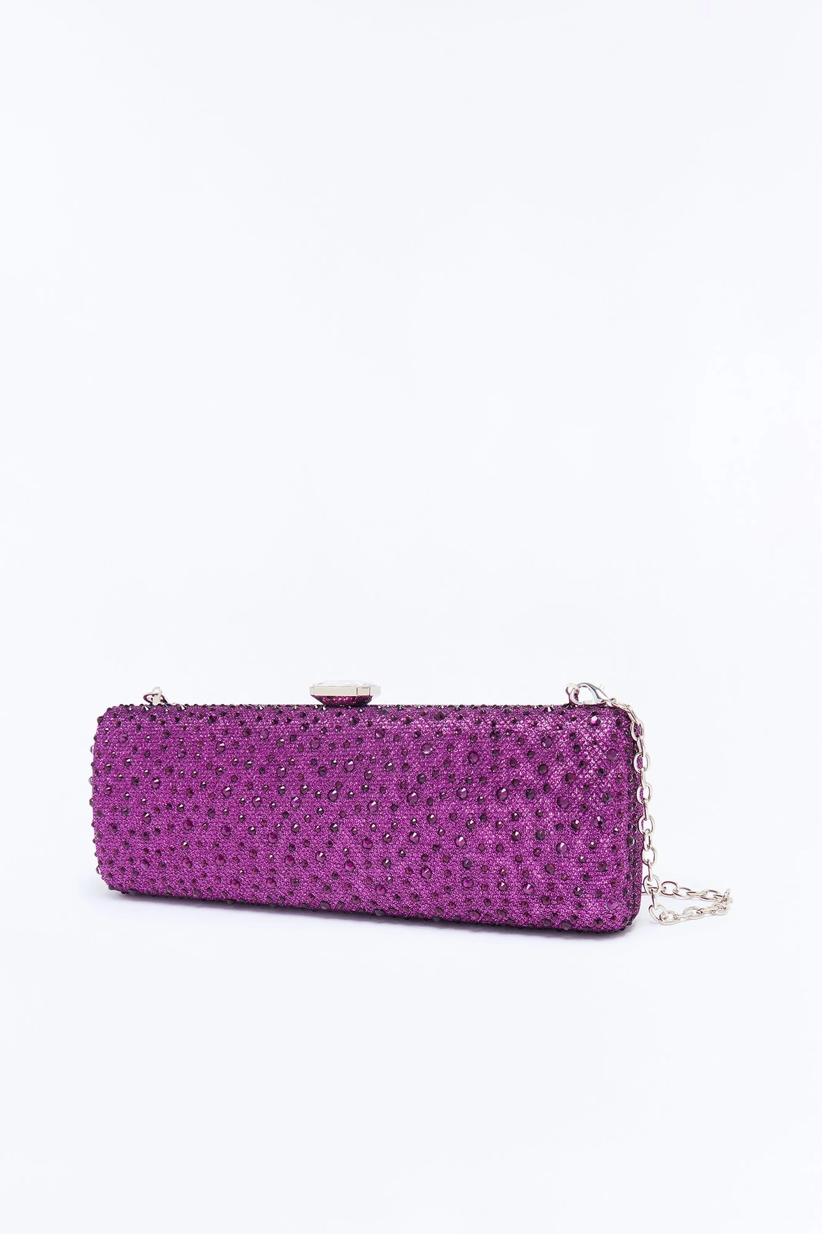 A Glass Of Sparkling Rhinestone Clutch Handbag - Plum — Plum