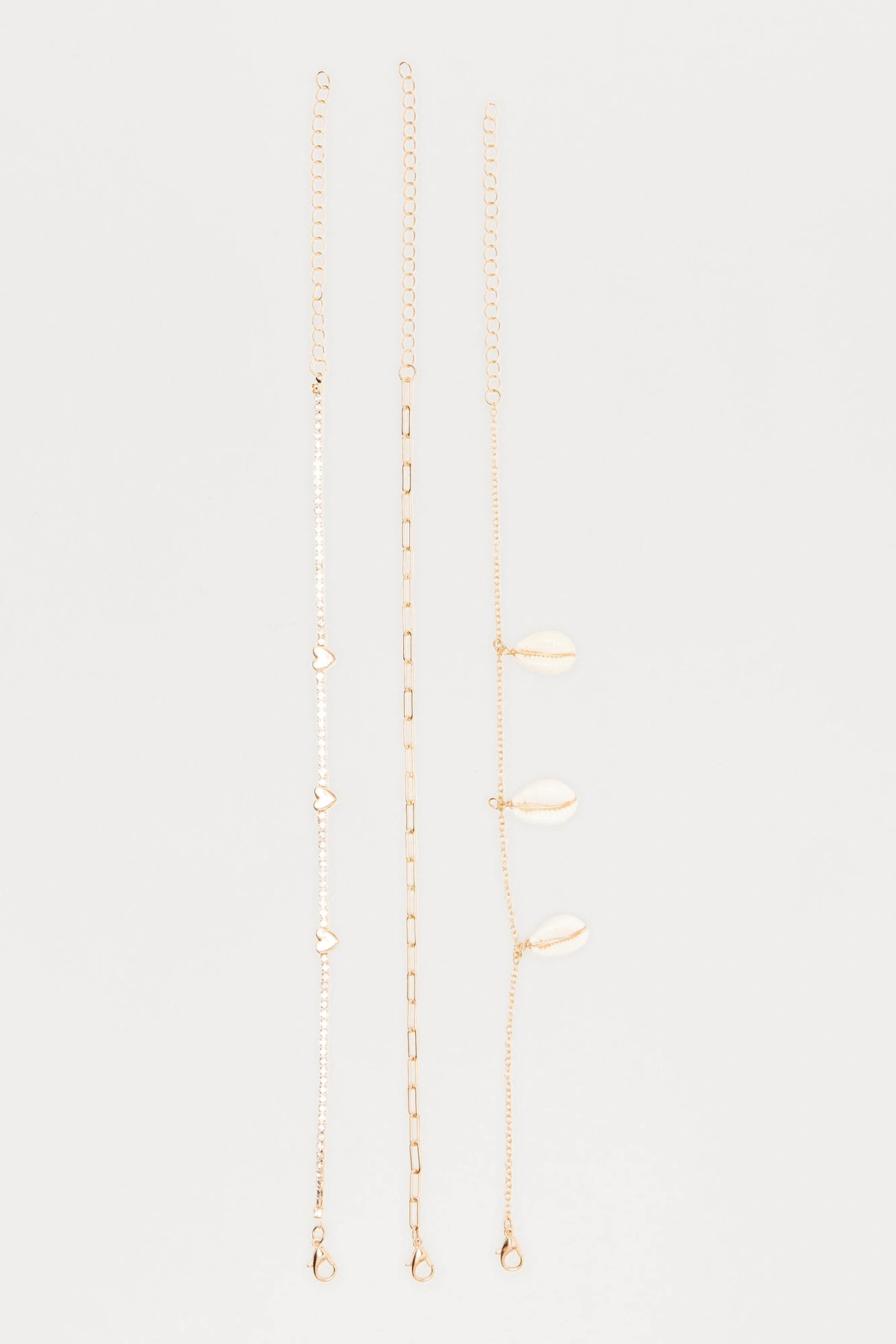 Sea Of Shells 3 Piece Anklet Set - Gold — Dourado