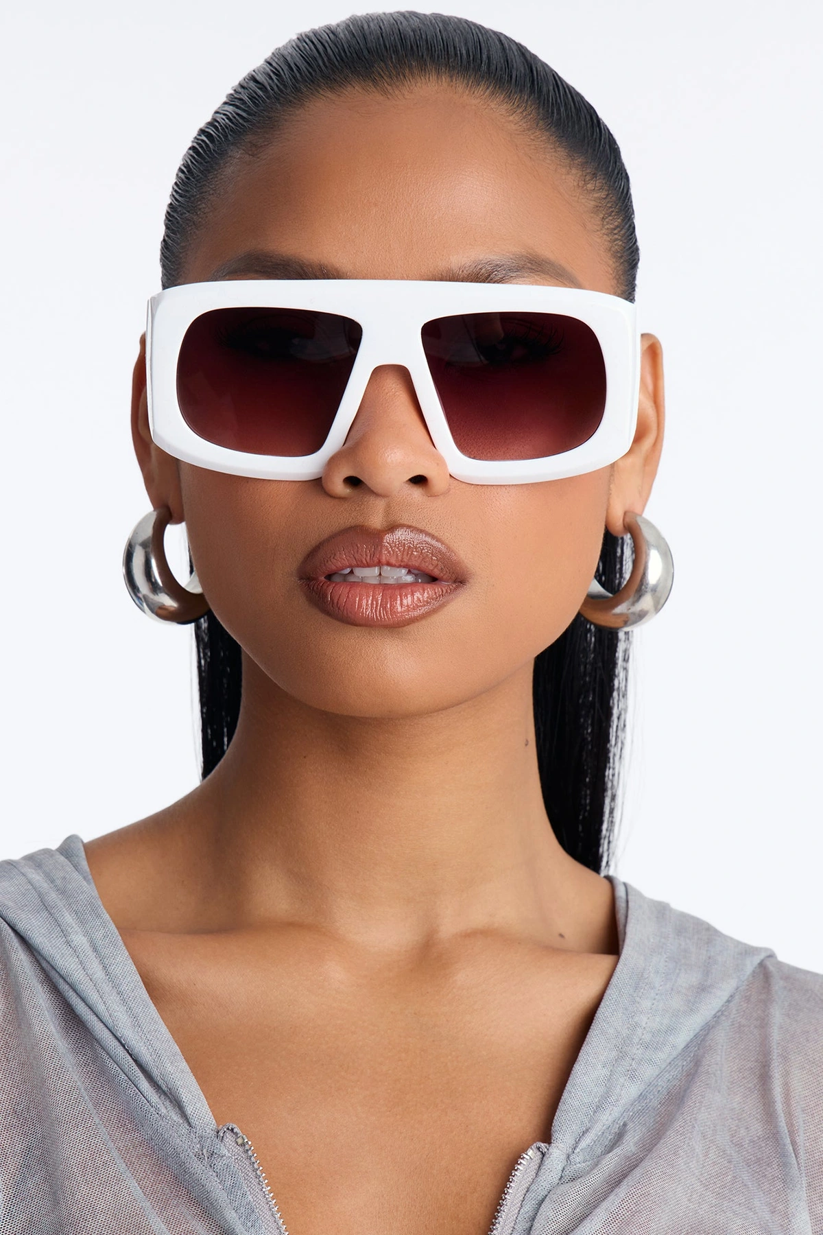 Midnight Glare Sunglasses - White — Branco