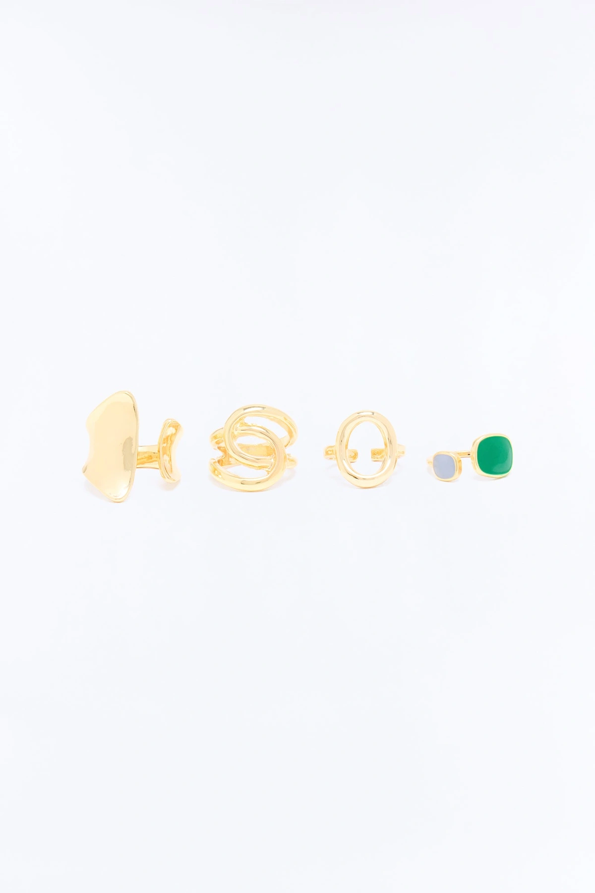 This Or That 4 Piece Ring Set - Gold/combo — Dourado/combinação