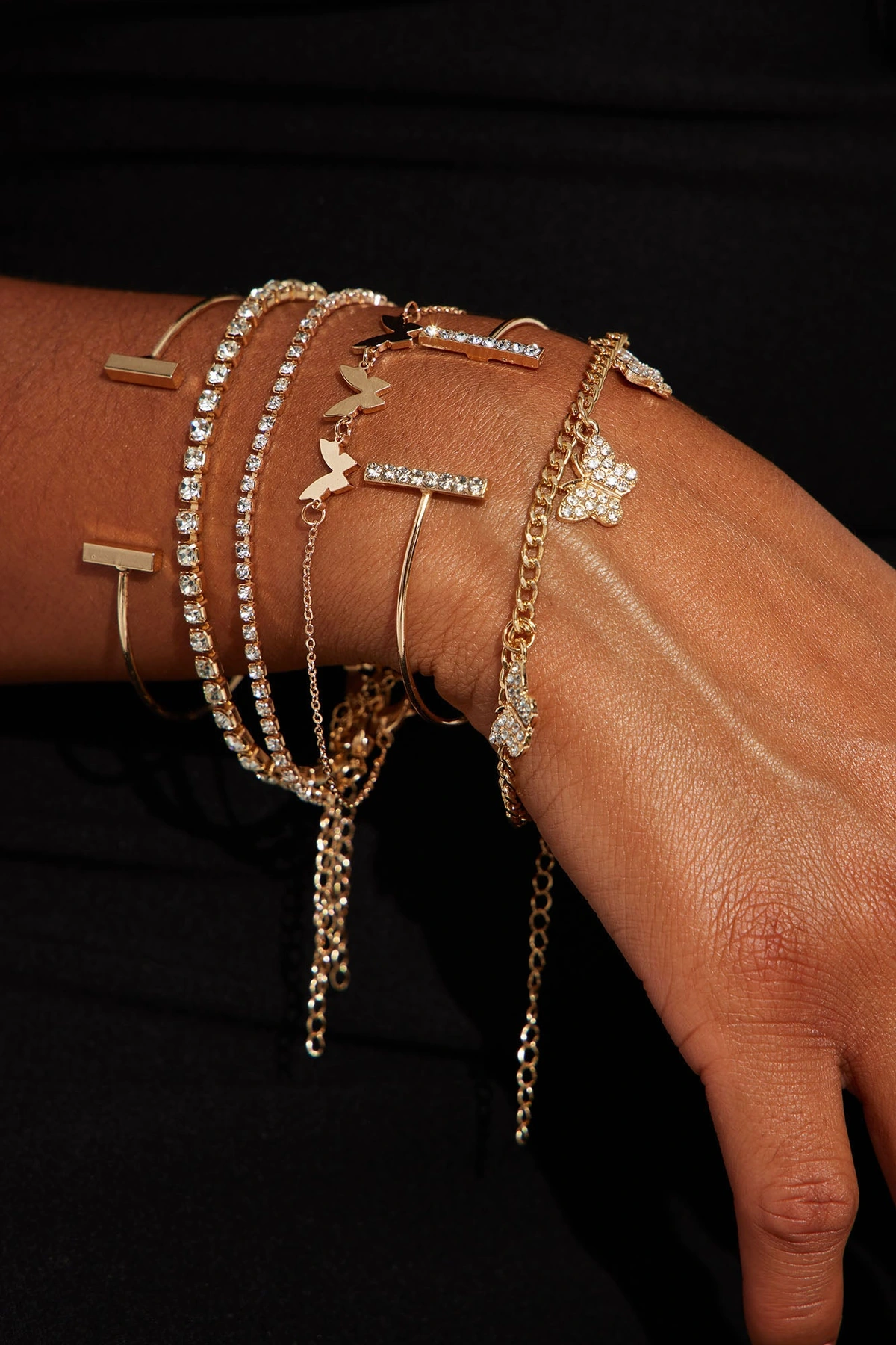 Mini Flutter Butterfly 6 Piece Bracelet Set - Gold — Dourado